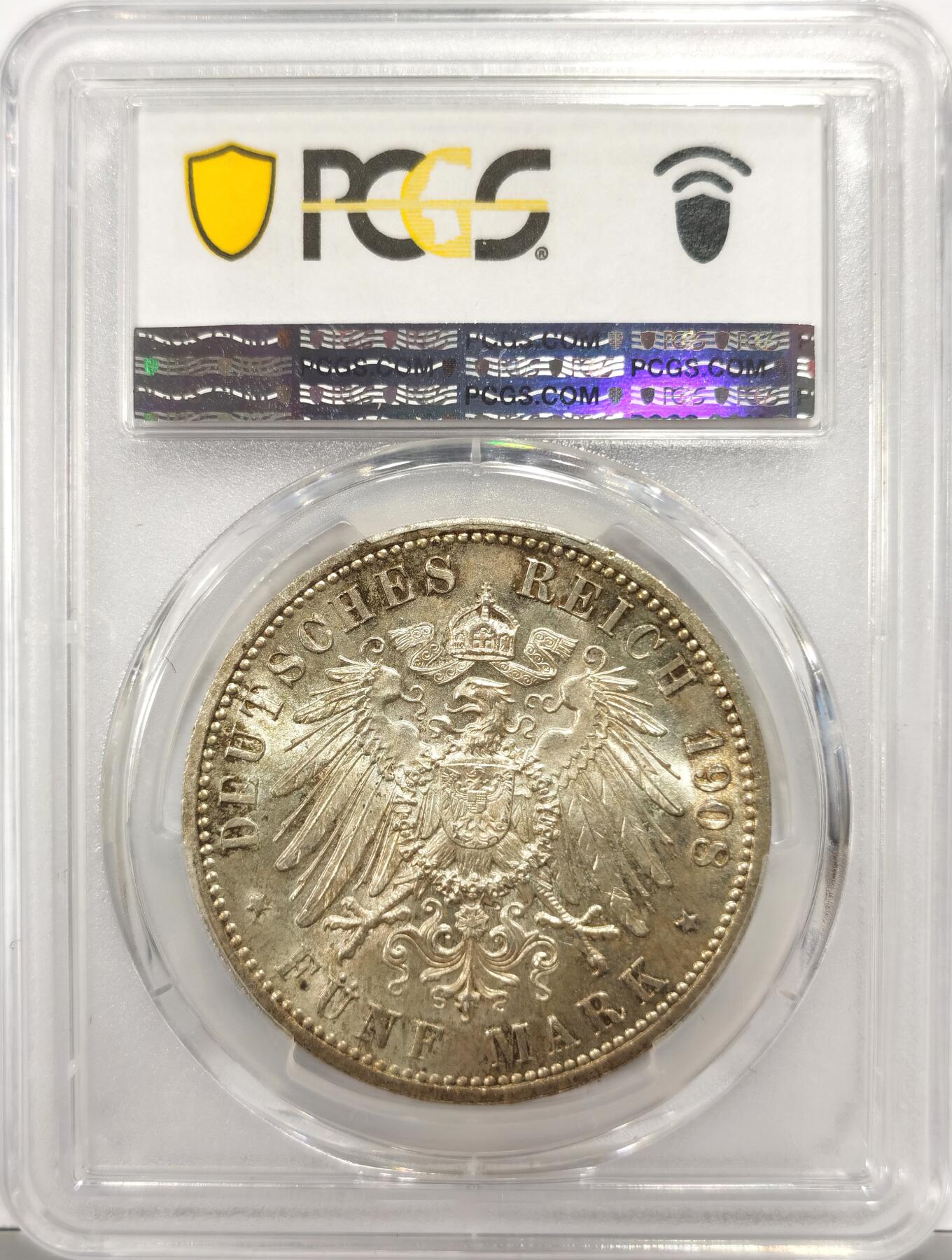 博洋堂世界钱币拍卖第153期（全场包邮） PCGS MS66 德国萨克森-魏玛-爱森纳赫1908年耶拿大学5马克银币，高分一枚毕业！