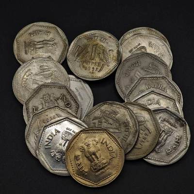 【淘币小摊】实时拍第八百二十七拍   散币场   满百包邮可预留二周 每周一统一发货   - 印度1卢比镍币17枚