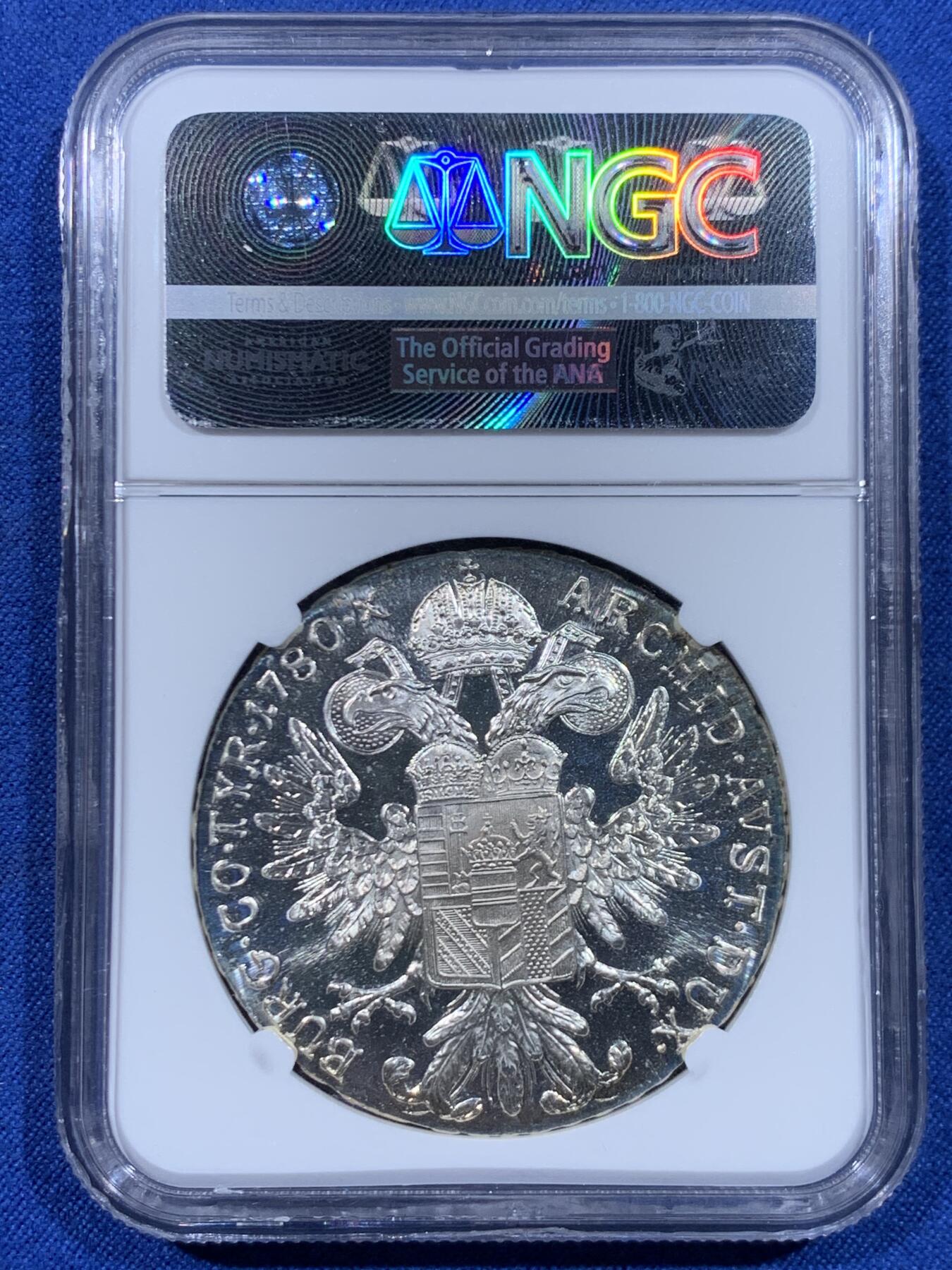 《竞宝斋》第447场 周日，周一，2场连拍 （全场包邮） NGC PF68UC 奥地利1780大奶妈泰勒精制银币 后铸版