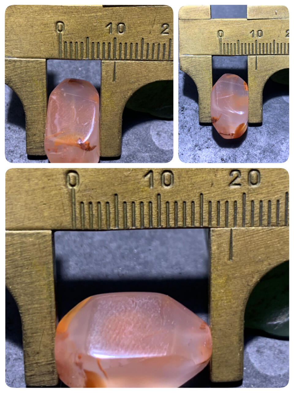 川料南红玛瑙荔枝冻飘柿子红通货随形四棱珠一颗！