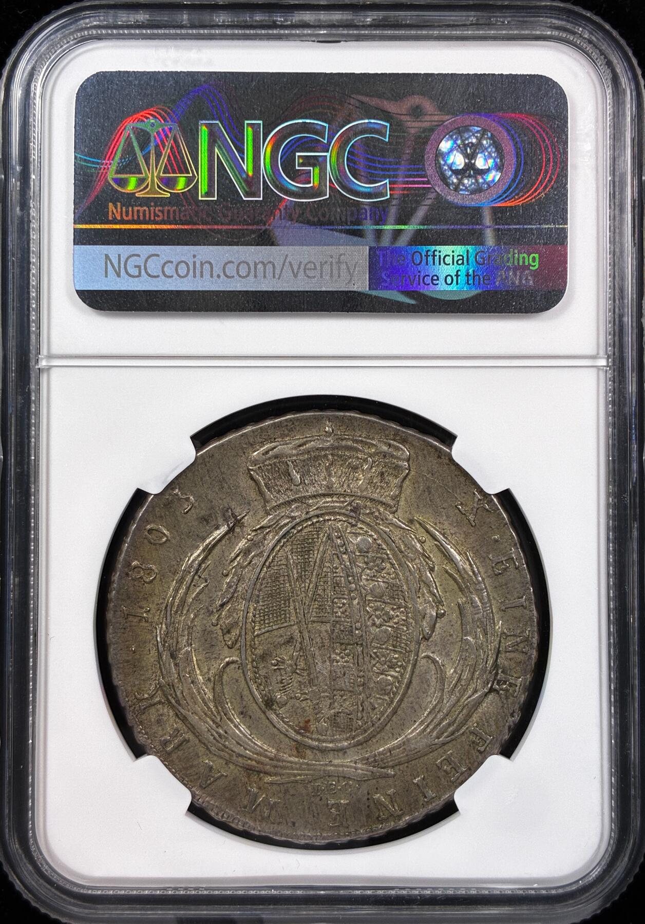 【雨安】【直播拍卖】【世界币章121期-评级币】2025-12-20 周六 19:30 保真 [评级德国] Germany 德国 德意志 1泰勒 Saxony萨克森 奥古斯特 军装 1803年  NGC-MS62