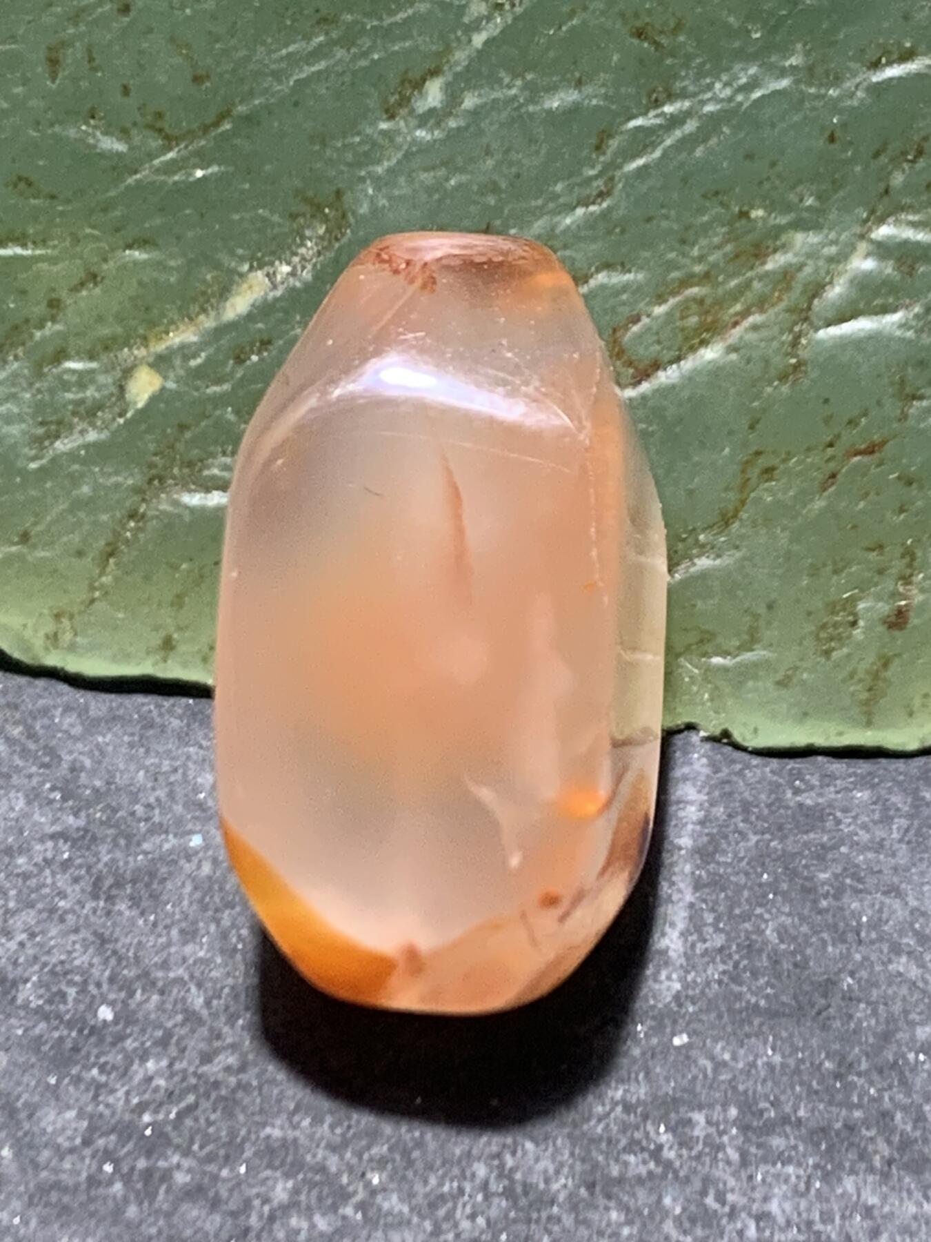 川料南红玛瑙荔枝冻飘柿子红通货随形四棱珠一颗！