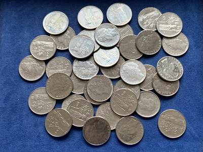 《竞宝斋》第447场 周日，周一，2场连拍 （全场包邮） - 37枚一组 意大利100里拉钢币36枚+土耳其1960年1里拉钢币1枚 年份细节见图