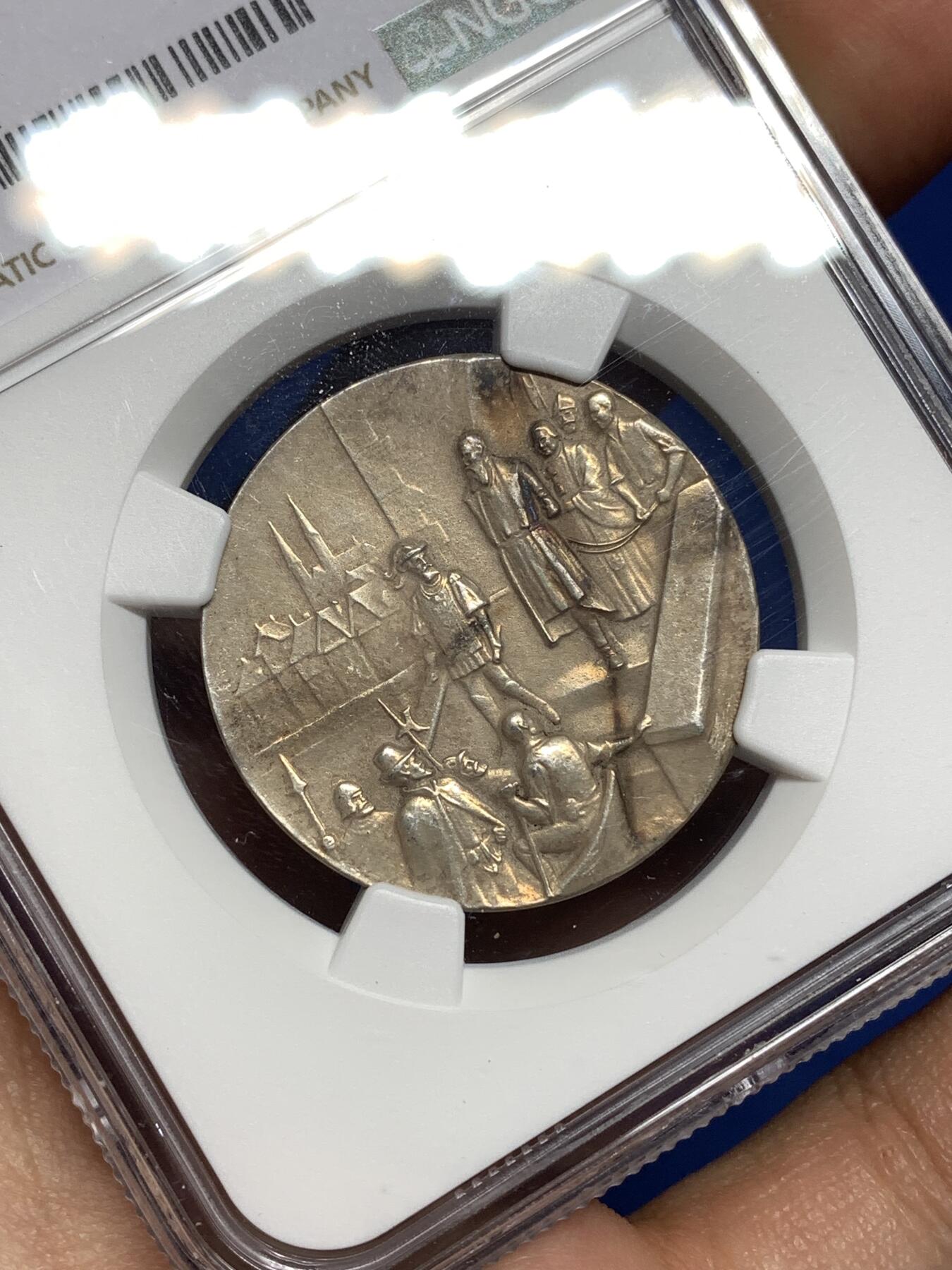 《竞宝斋》第447场 周日，周一，2场连拍 （全场包邮） NGC MS62 瑞士1920年射击节银章，苏黎世地区发行，状态不错