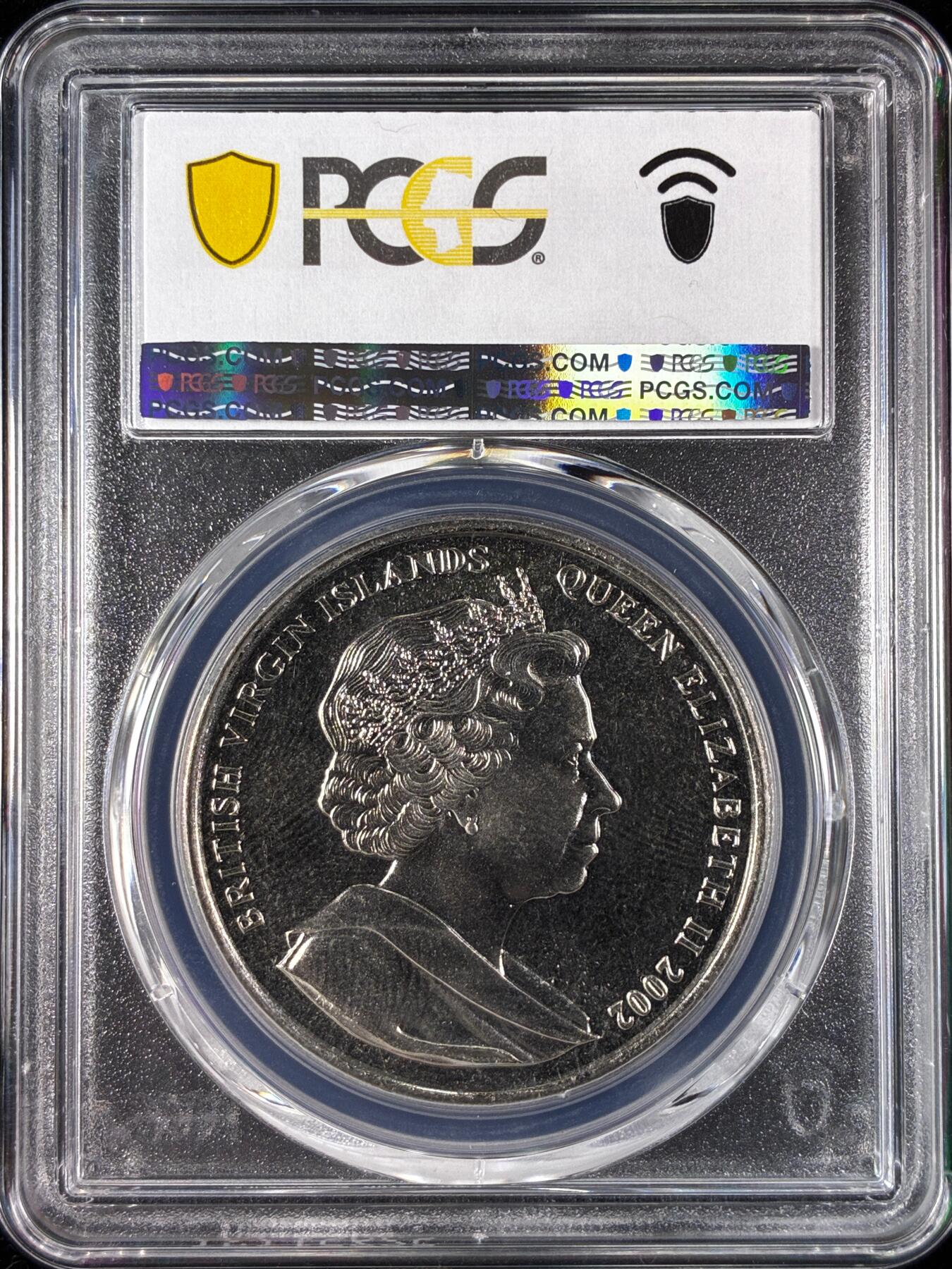 【雨安】【直播拍卖】【世界币章121期-评级币】2025-12-20 周六 19:30 保真 [评级现代] British Virgin Island 英属维尔京群岛 1元 2002年 伊丽莎白二世骑马  PCGS-MS66