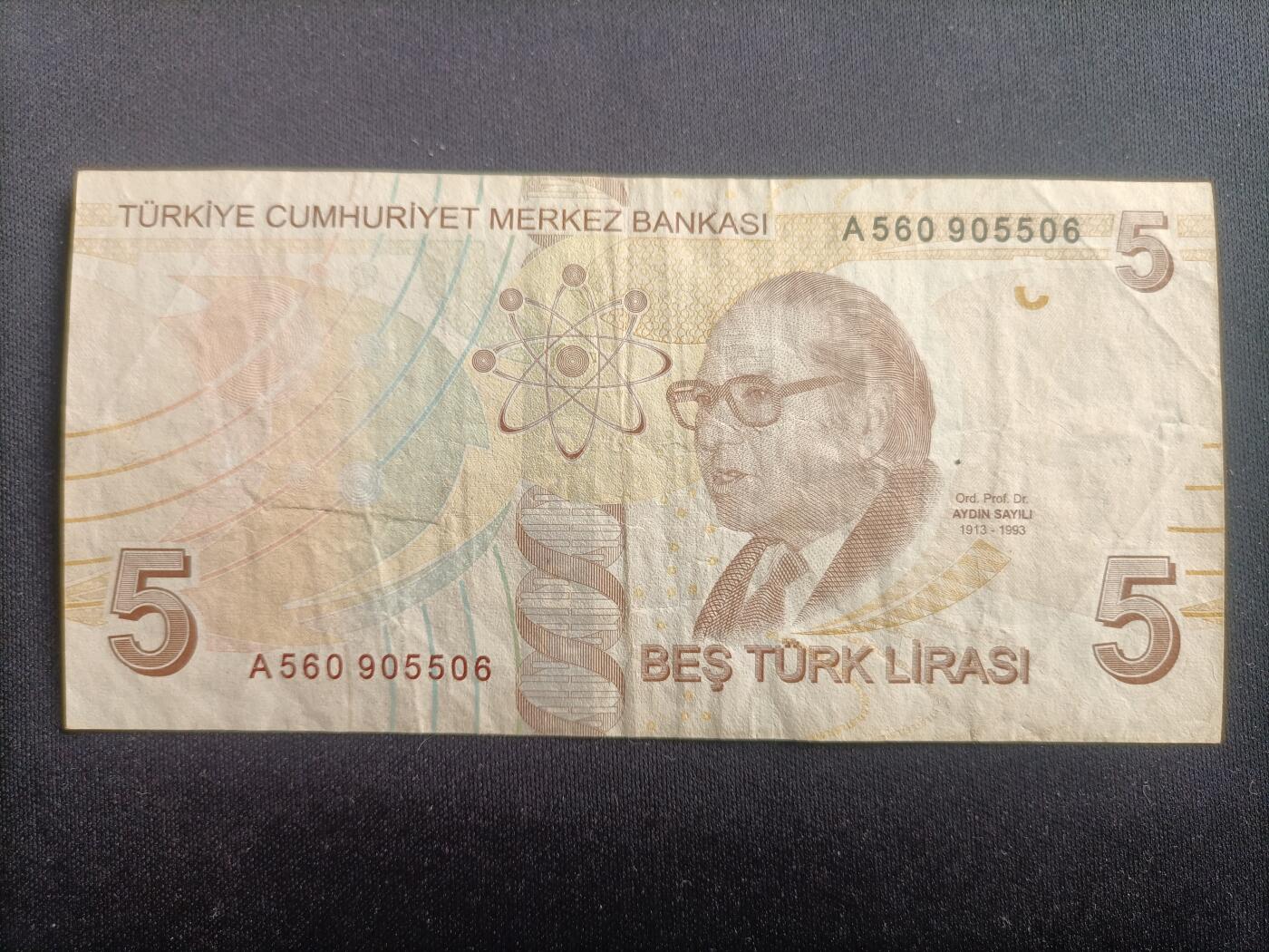 【游宝拍卖】乙巳蛇年96期 周四集拍 土耳其-5拉里【A冠金马号 A560905506 流通普品】