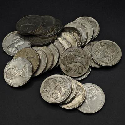 【淘币小摊】实时拍第八百二十七拍   散币场   满百包邮可预留二周 每周一统一发货   - 新西兰20分25枚