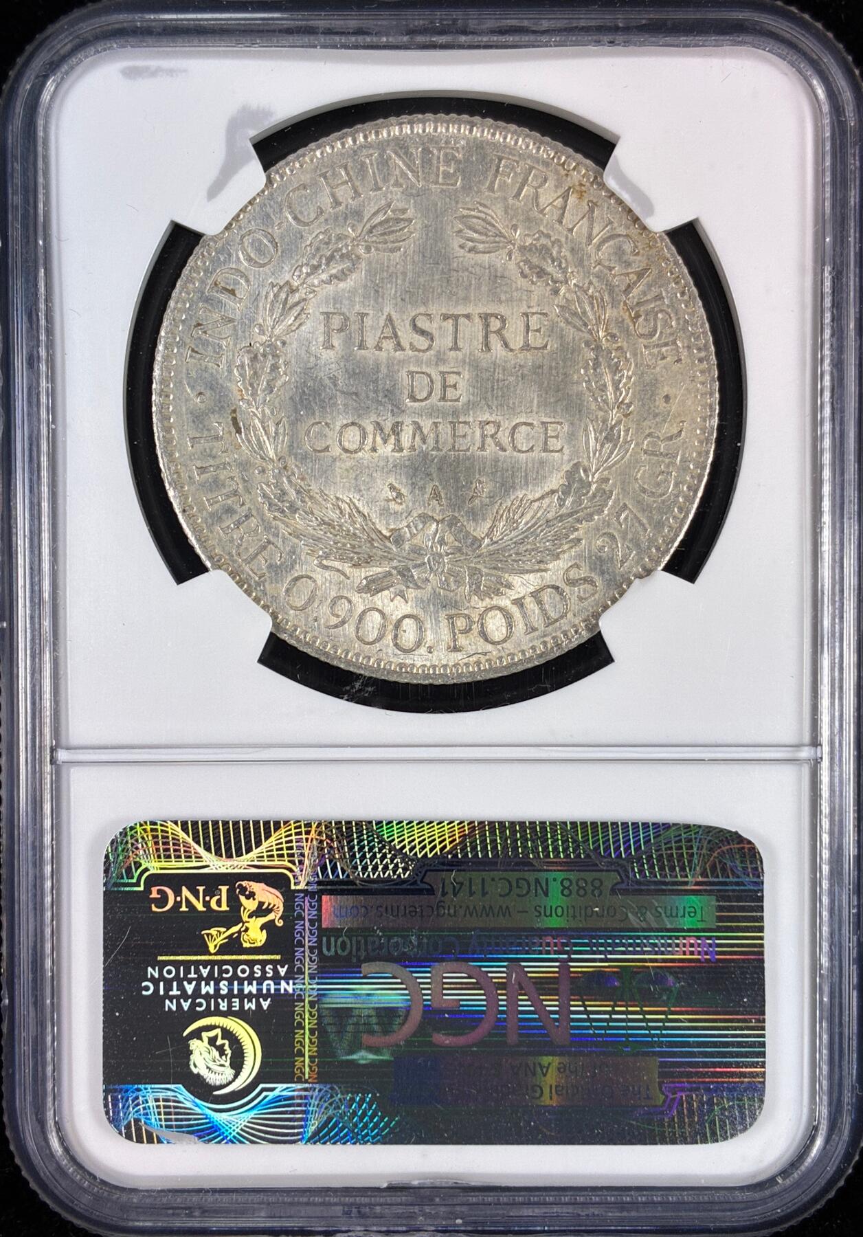 【雨安】【直播拍卖】【世界币章121期-评级币】2025-12-20 周六 19:30 保真 [评级亚洲] 贸易银 法国 法属印支 坐洋 1皮阿斯特 1909年  NGC-UNC