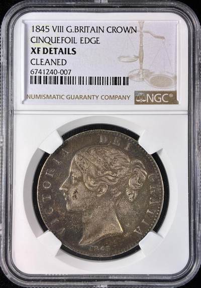 【雨安】【直播拍卖】【世界币章121期-评级币】2025-12-20 周六 19:30 保真 - [评级欧洲] Great Britain 英国 1克朗 1845年 维多利亚 青年版  NGC-XF 美包浆