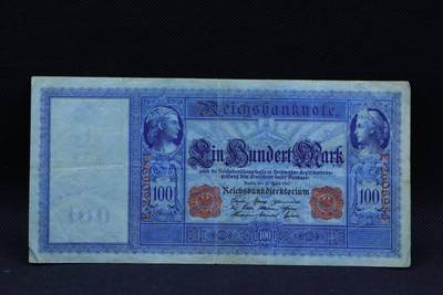 【淘币小摊】限时拍第八百三十拍  散币纸币邮票场  满百包邮可预留两周  周一统一发货  -   德国1910年100马克纸币【有折】