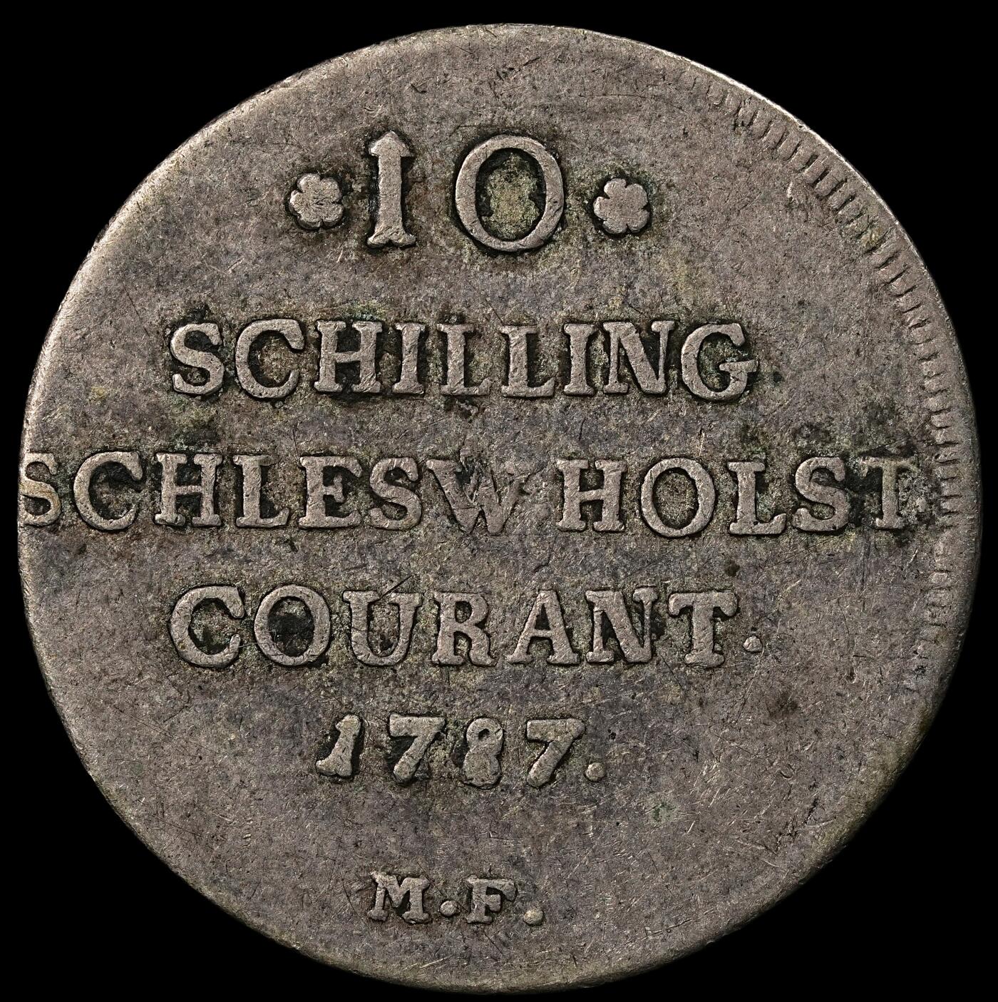 修遠堂世界钱币第九十七期 1787 年石勒苏益格 - 荷尔斯泰因10 SCHILLING银币  5.90g