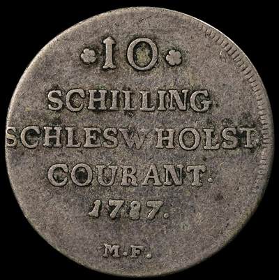 修遠堂世界钱币第九十七期 - 1787 年石勒苏益格 - 荷尔斯泰因10 SCHILLING银币  5.90g