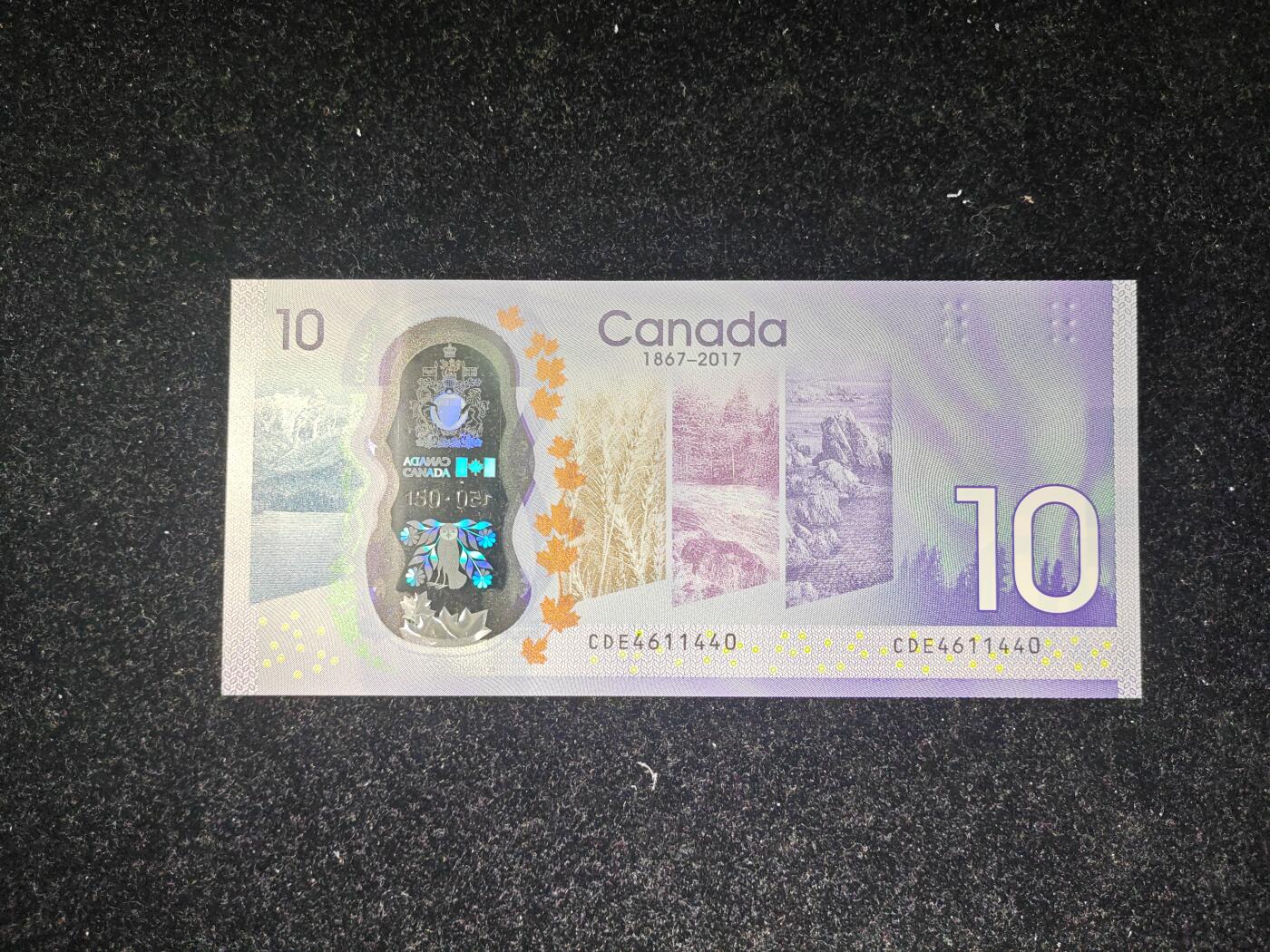 加拿大 建国150周年 纪念钞 10元 全新UNC