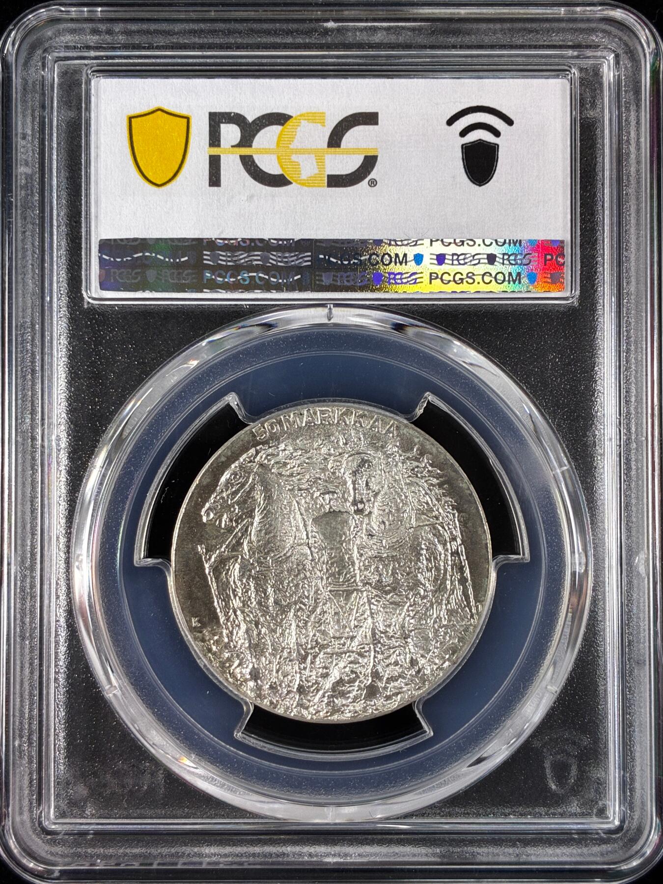 【雨安】【直播拍卖】【世界币章121期-评级币】2025-12-20 周六 19:30 保真 [评级现代] Finland 芬兰 50马克 1981年 总统80岁生日  PCGS-MS67