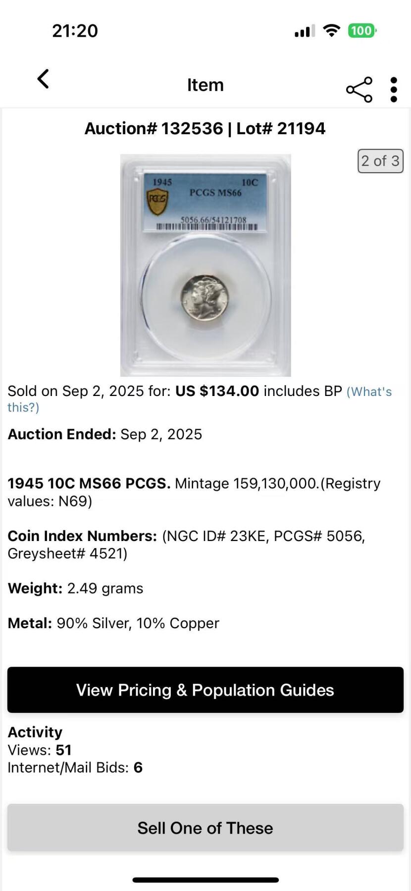 博洋堂藏家专场系列之美国钱币白金之夜专场②暨第152期（全场包邮）  NGC MS67 美国1945年墨丘利10分银币 顶级状态。NGC早期白盒，极致强光，底板丝绸细腻肉眼几乎看不见瑕疵。麦稀奇所见最高分数。在美国也是相当热门的基础品种之一。9月SBP这个年份的66分刚刚拍了134美元接近人民币1000元，此枚67分国内现货筹码值得藏家重点关注