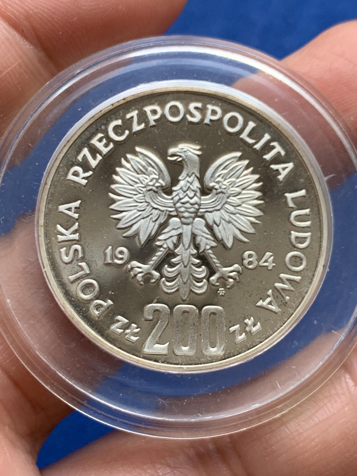 《竞宝斋》第447场 周日，周一，2场连拍 （全场包邮） 波兰1984年洛杉矶奥运会200兹罗提银币 750银 17.6克