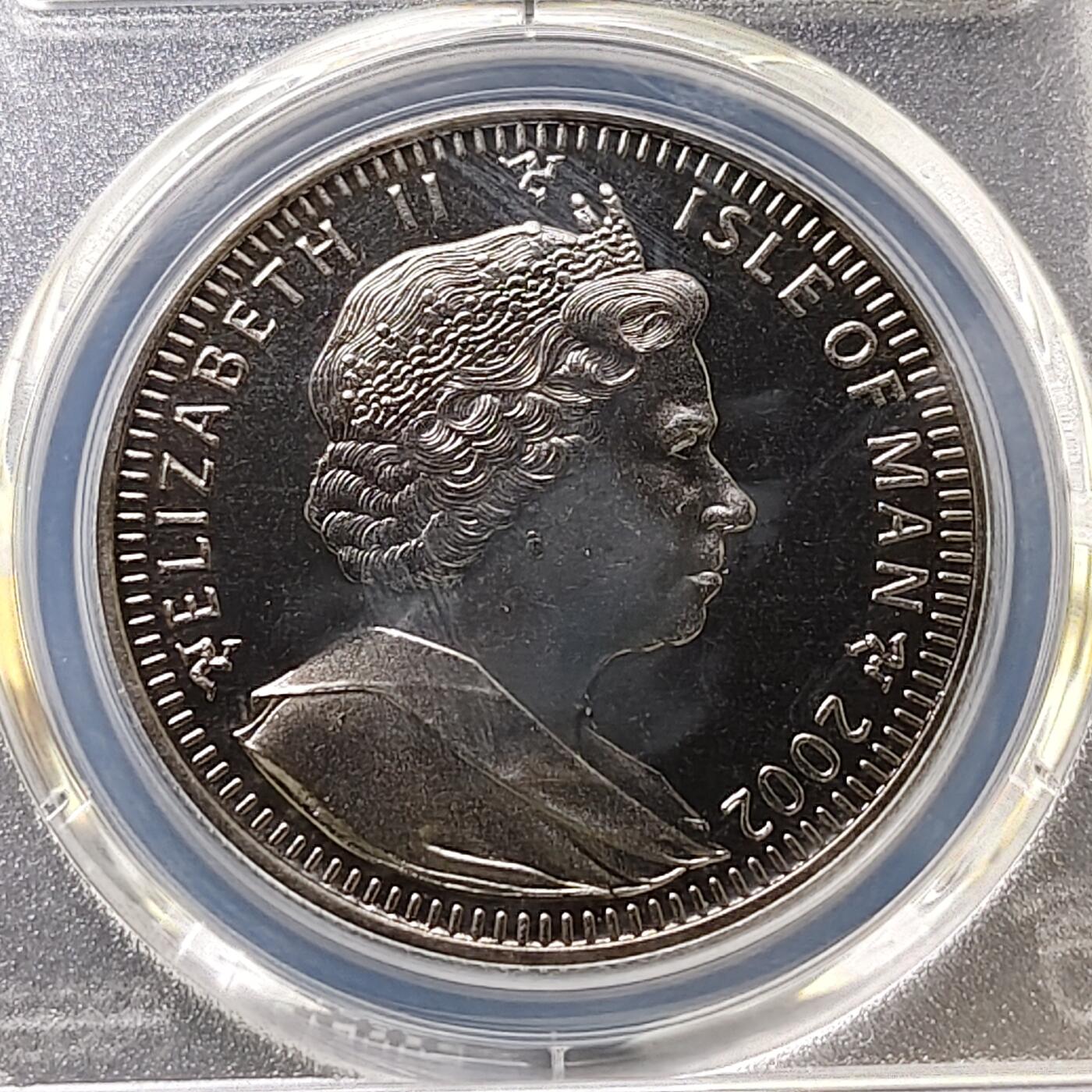 【全场包邮】纯粹捡漏拍487场（免费代拍第24场） 【收藏级·亚军分】马恩岛2002年1克朗女王母亲伊丽莎白皇太后重要时刻系列爱马克朗型纪念币-PCGS MS66（更高分仅3枚）