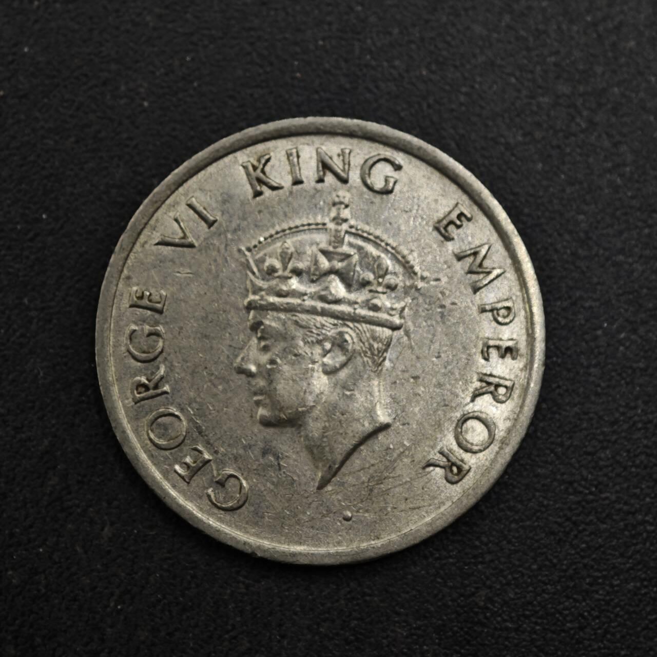 【淘币小摊】实时拍第八百二十七拍   散币场   满百包邮可预留二周 每周一统一发货   印度1947年乔治六世1/4卢比镍币