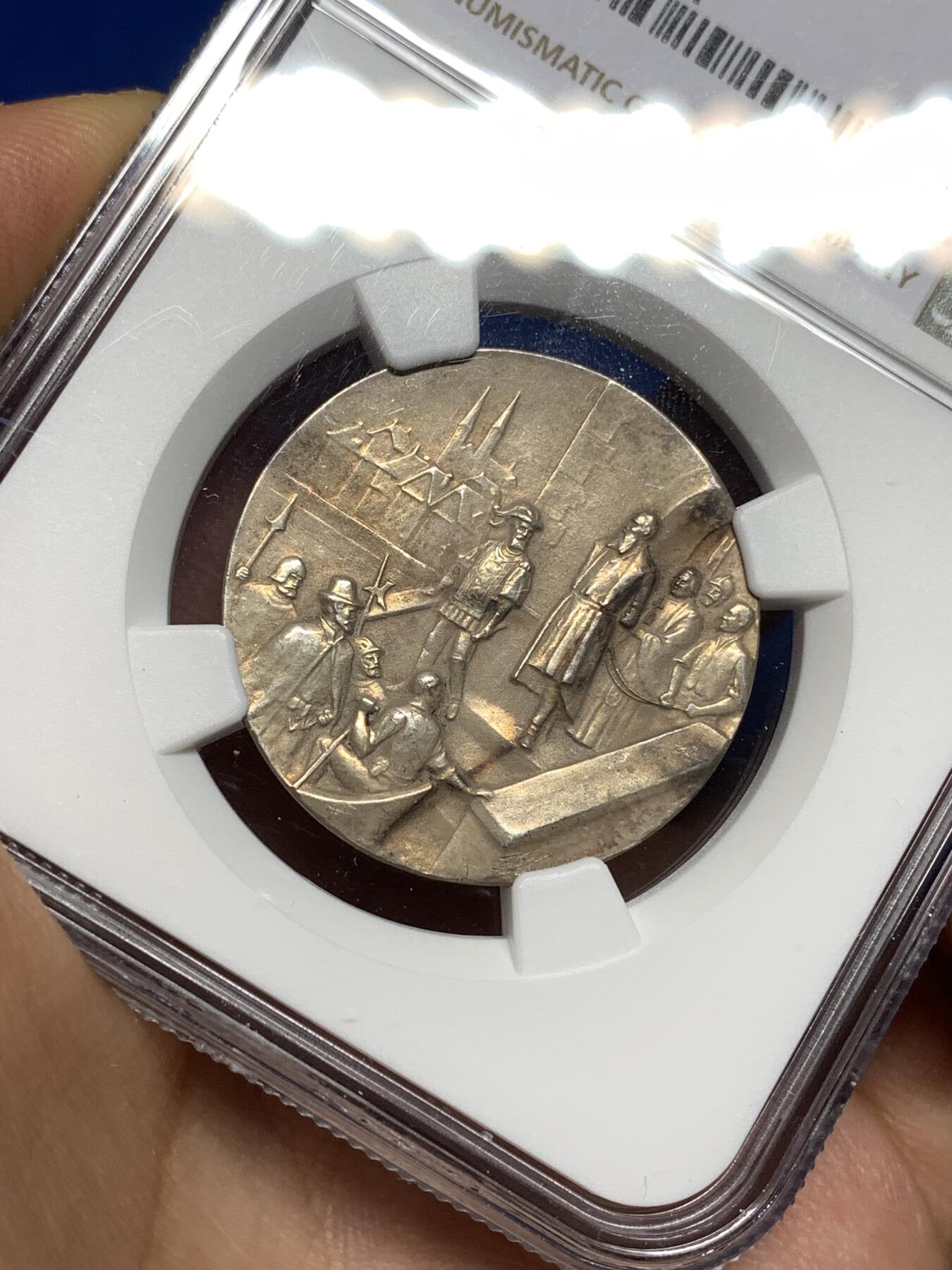 《竞宝斋》第447场 周日，周一，2场连拍 （全场包邮） NGC MS62 瑞士1920年射击节银章，苏黎世地区发行，状态不错