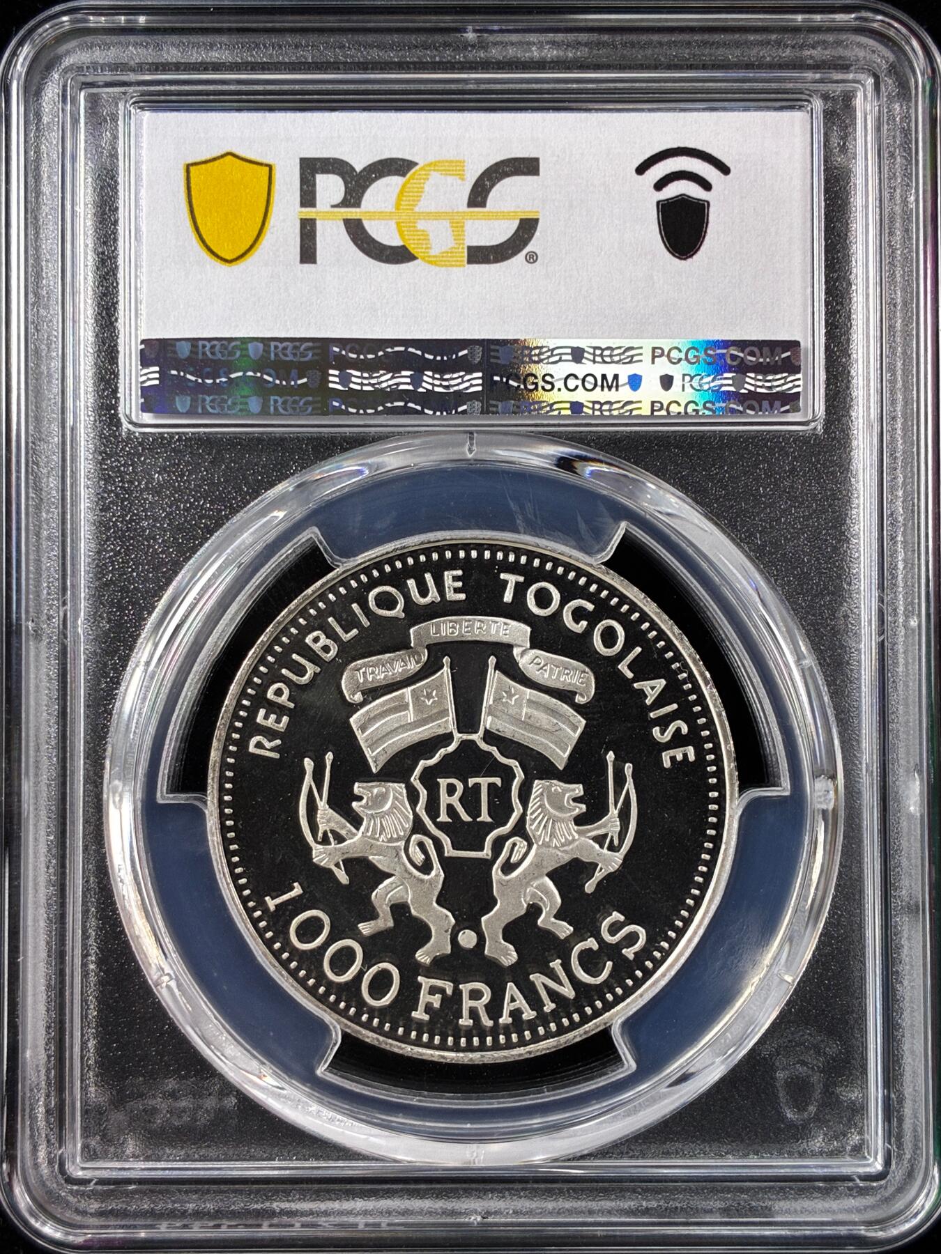 【雨安】【直播拍卖】【世界币章121期-评级币】2025-12-20 周六 19:30 保真 [评级现代] Togo 多哥 1000法郎 2000年 PCGS-PR66DCAM 精制