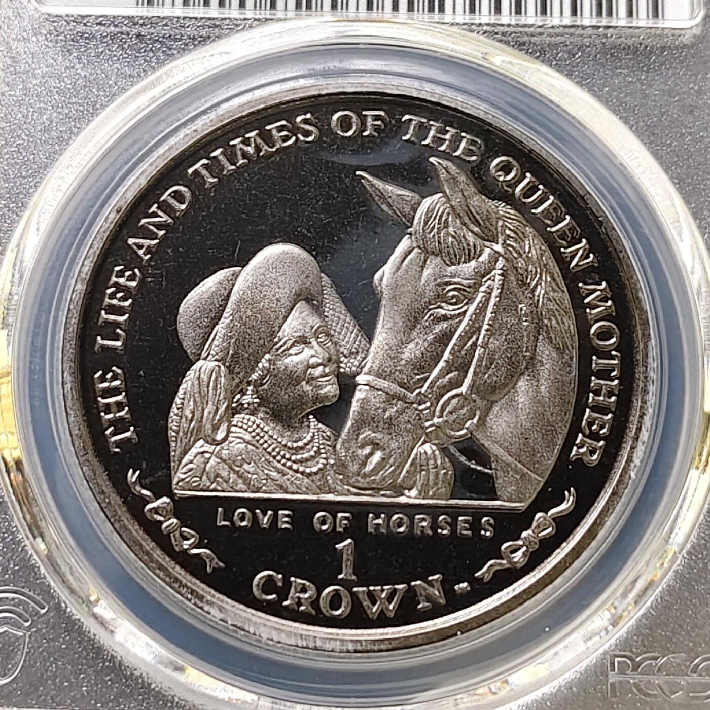 【全场包邮】纯粹捡漏拍487场（免费代拍第24场） 【收藏级·亚军分】马恩岛2002年1克朗女王母亲伊丽莎白皇太后重要时刻系列爱马克朗型纪念币-PCGS MS66（更高分仅3枚）