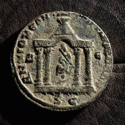 【良泉】【元旦直播场】1月1日晚19.30点开拍！208组西方古代钱币、日本朝鲜花钱 - 15.57克，古罗马帝国，叙利亚行省，加卢斯，251年-253年安条克城打制，八埃萨雷斯大铜币