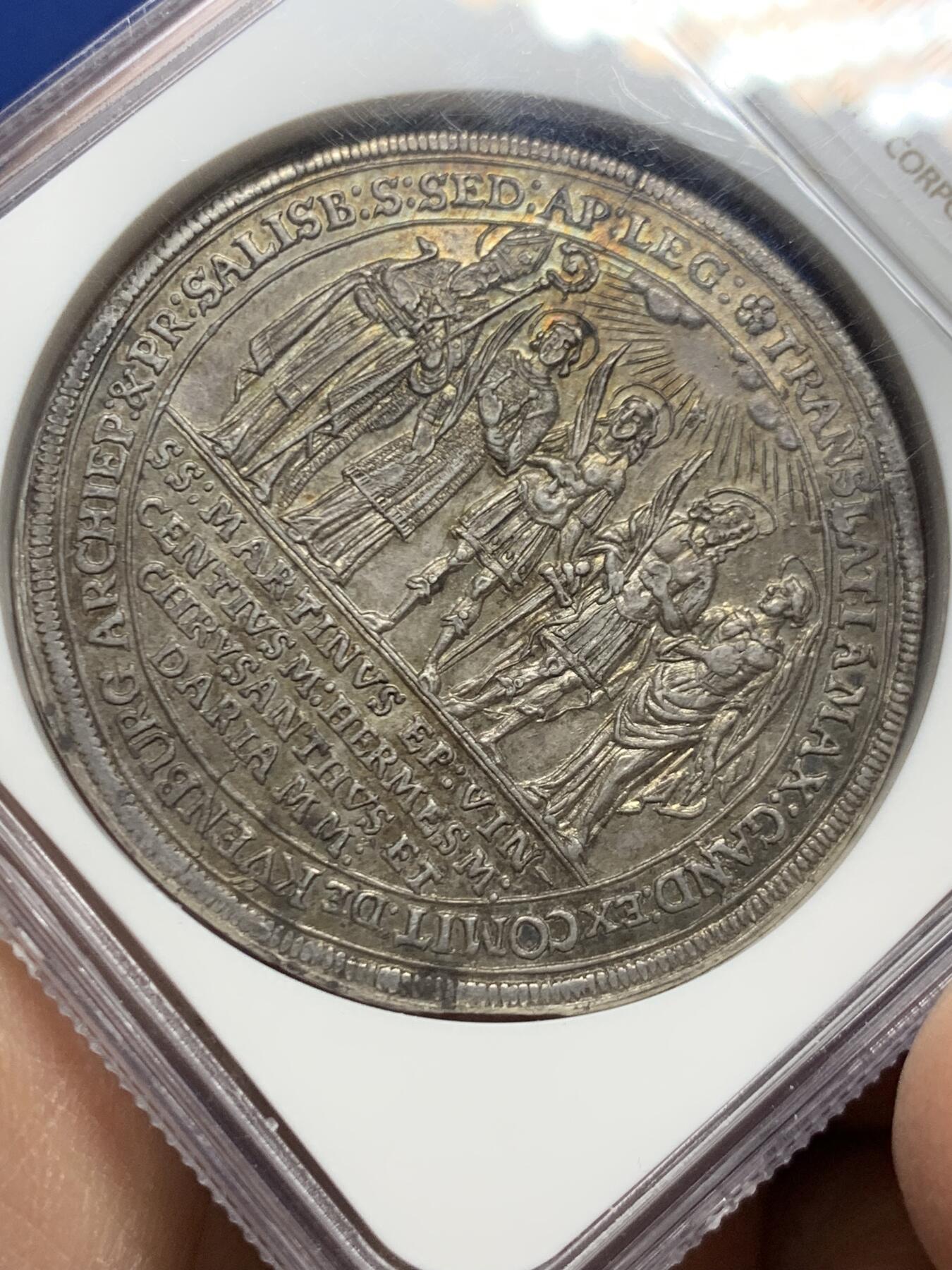 《竞宝斋》第447场 周日，周一，2场连拍 （全场包邮） NGC MS63 奥地利萨尔茨堡 1682年 主教区建立1100年泰勒大银币 光度极好 细节精美 稀少品种 包浆自然 老币最合适的状态