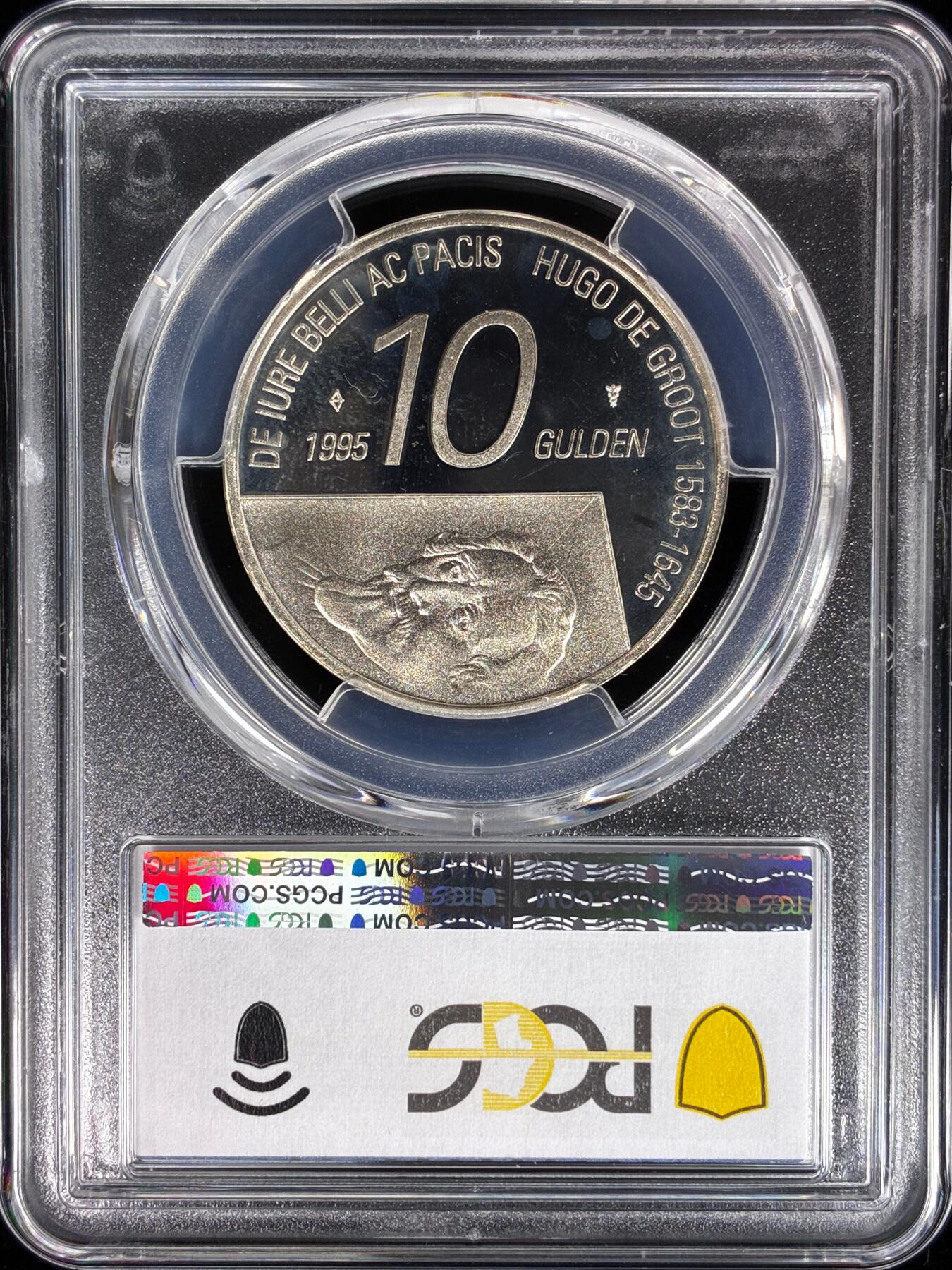 【雨安】【直播拍卖】【世界币章121期-评级币】2025-12-20 周六 19:30 保真 [评级现代] Netherlands 荷兰 王国 10盾 1995年 胡果·格劳秀斯 PCGS-PR68DCAM 精制