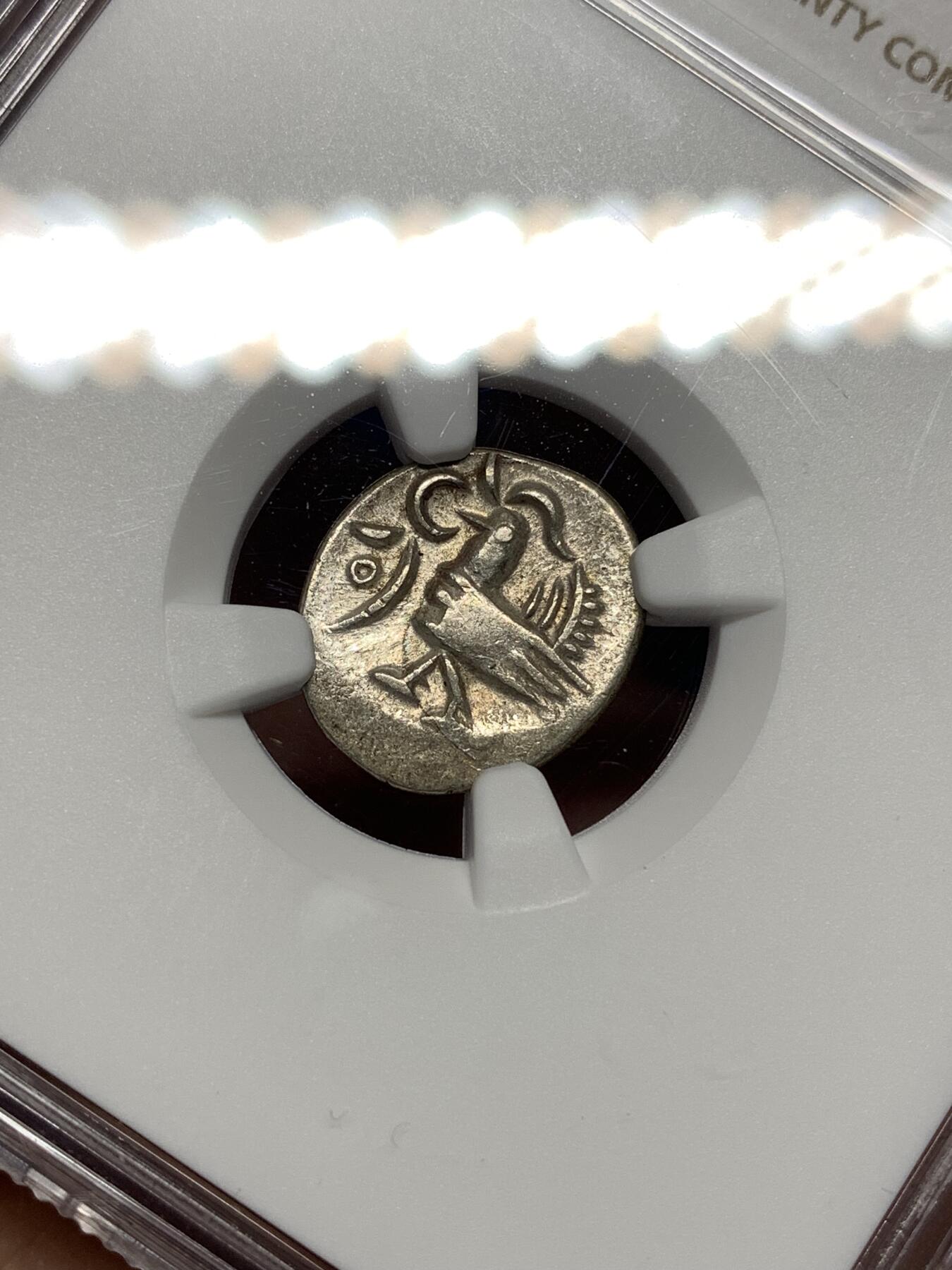 《竞宝斋》第447场 周日，周一，2场连拍 （全场包邮） NGC AU55 柬埔寨 1600-1860 小鸟 2PE 银币 东南亚经典品种