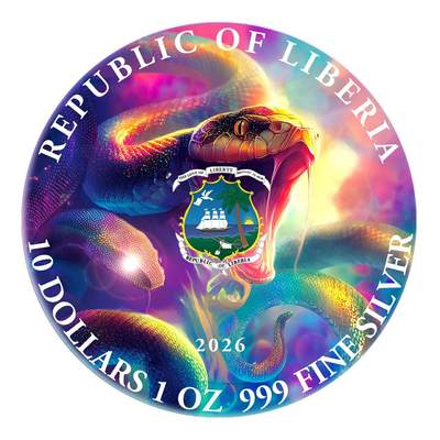 【期货】利比里亚2026年梦幻世界3美杜莎1盎司大尺寸双面彩银币