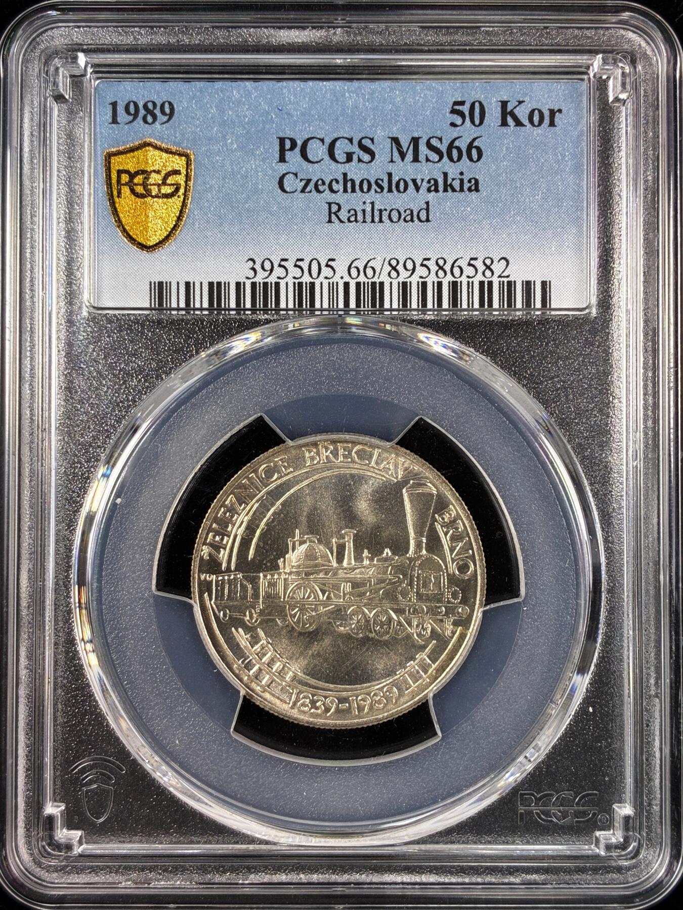 【雨安】【直播拍卖】【世界币章121期-评级币】2025-12-20 周六 19:30 保真 [评级现代] Czechoslovakia 捷克斯洛伐克 50克朗 1989年 铁路  PCGS-MS66