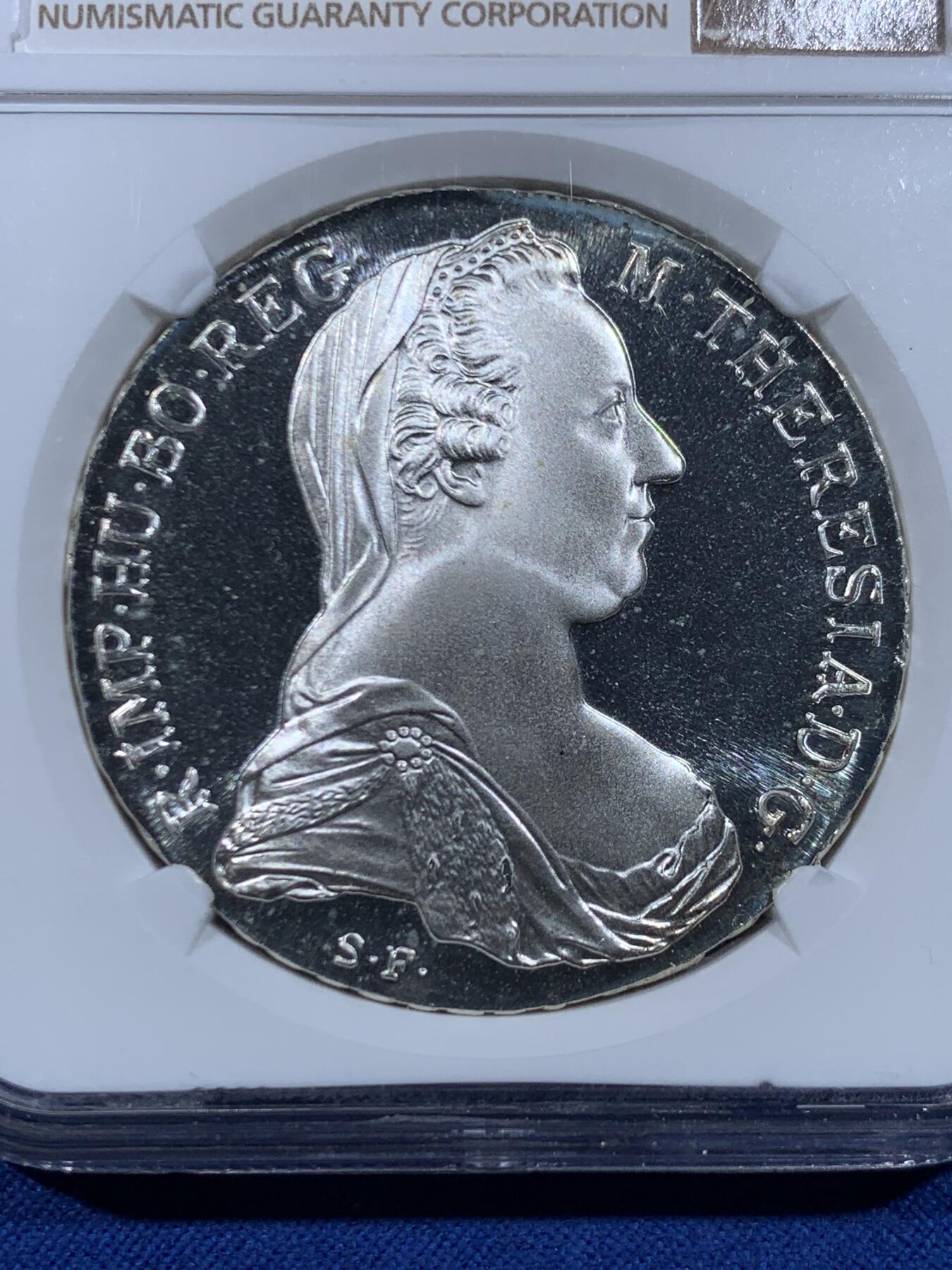 《竞宝斋》第447场 周日，周一，2场连拍 （全场包邮） NGC PF68UC 奥地利1780大奶妈泰勒精制银币 后铸版