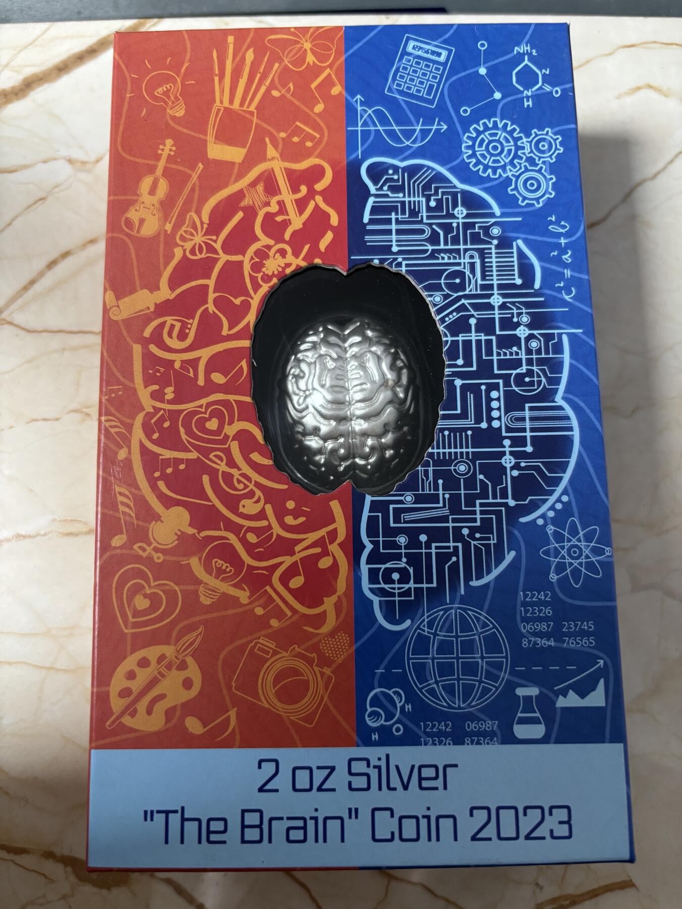 第186期拍卖 萨摩亚2023年人类大脑3D立体异形仿古2盎司纪念银币，999银，发行量1499枚