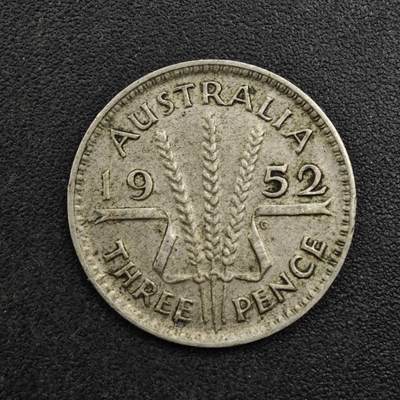 【淘币小摊】实时拍第八百二十七拍   散币场   满百包邮可预留二周 每周一统一发货   - 澳大利亚1952年乔治六世3便士银币