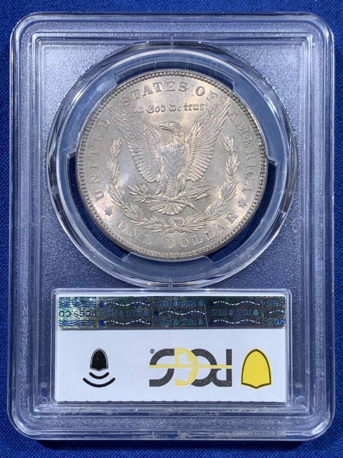 《竞宝斋》第447场 周日，周一，2场连拍 （全场包邮） PCGS MS64 美国 1898年 摩根银币 淡蓝紫色包浆，观感舒适养眼，少见