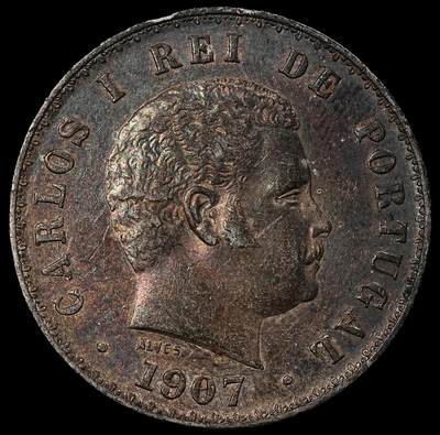 修遠堂世界钱币第九十七期 - 1907年葡萄牙500 REIS银币 卡洛斯一世 12.50g，含银91.7%