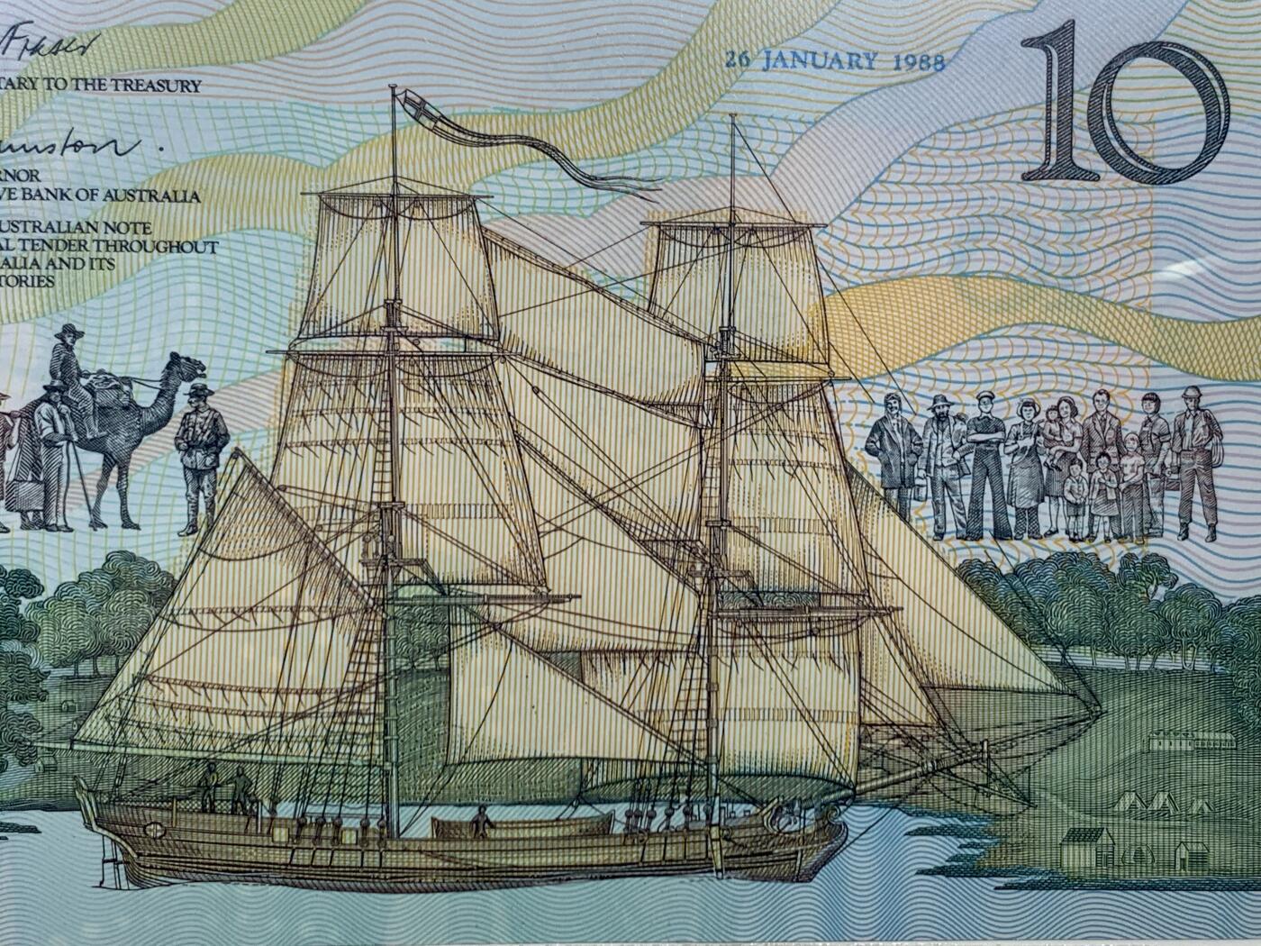 《竞宝斋》第447场 周日，周一，2场连拍 （全场包邮） 澳大利亚1988年塑料钞 移民200周年纪念 AA首冠无47