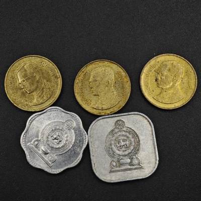 【淘币小摊】实时拍第八百二十七拍   散币场   满百包邮可预留二周 每周一统一发货   - 泰国斯里兰卡5枚