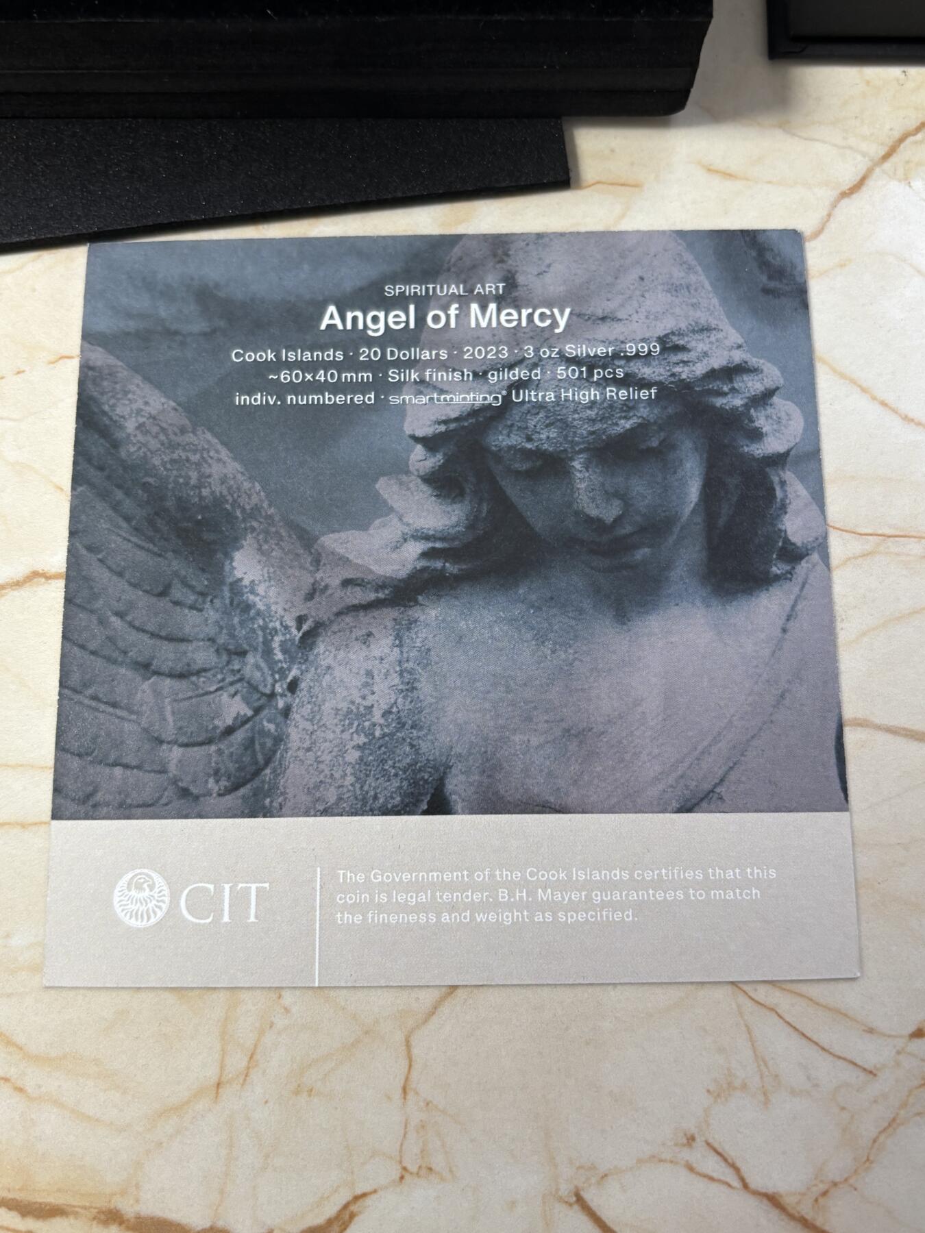 第186期拍卖 库克2023年精神艺术系列仁慈天使3盎司立体银币，999银，发行501枚