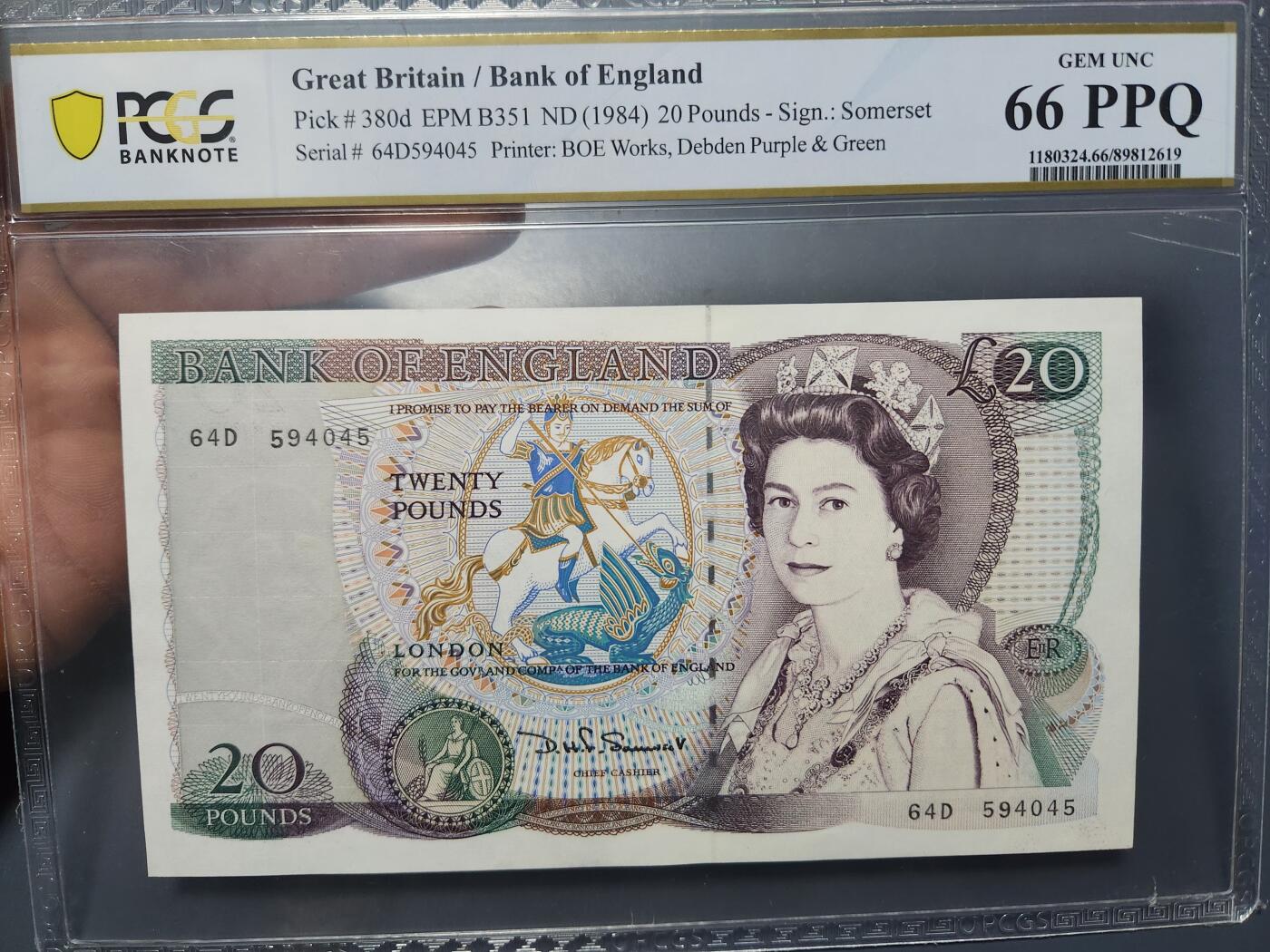 12月13号晚上8点 外国纸币自动截拍第72场 英国20镑PCGS66PPQ
