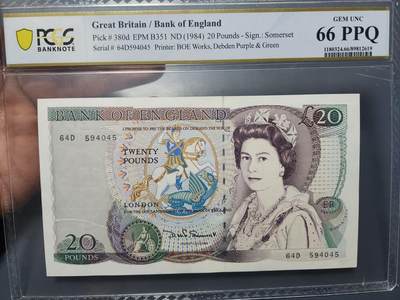 12月13号晚上8点 外国纸币自动截拍第72场 - 英国20镑PCGS66PPQ