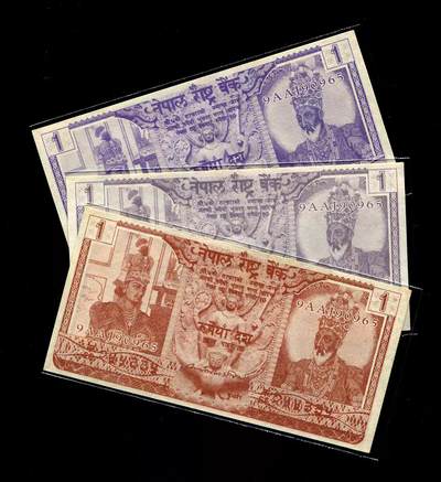 12月13号晚上8点 外国纸币自动截拍第72场 - 孟加拉版 代用券1卢比 3种全套 挺版