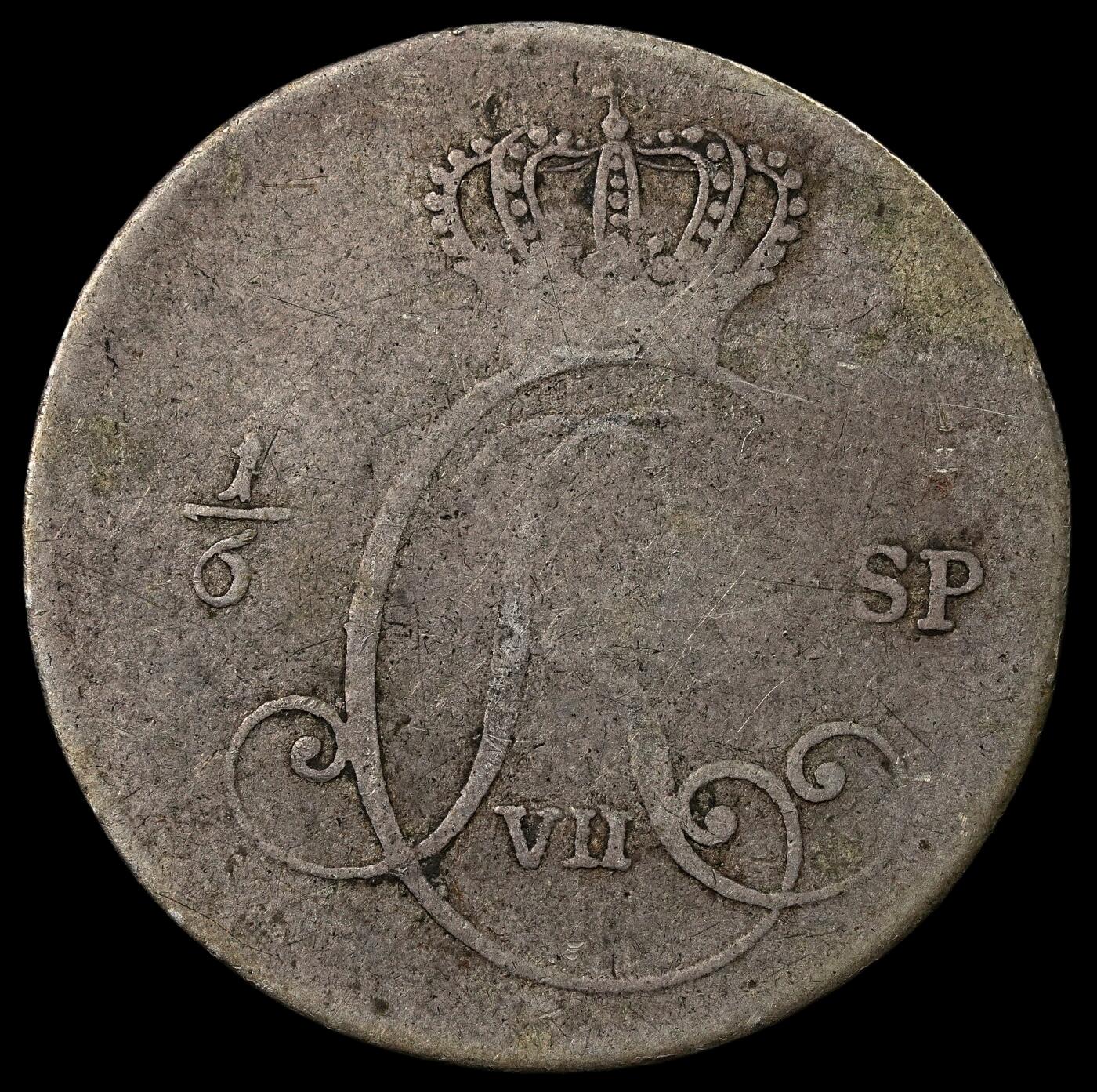 修遠堂世界钱币第九十七期 1787 年石勒苏益格 - 荷尔斯泰因10 SCHILLING银币  5.90g