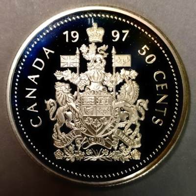长老汇蛇年精选第八十一场拍卖 - 加拿大1997年国徽50分精制纪念银币，11.66克925银，银价110+