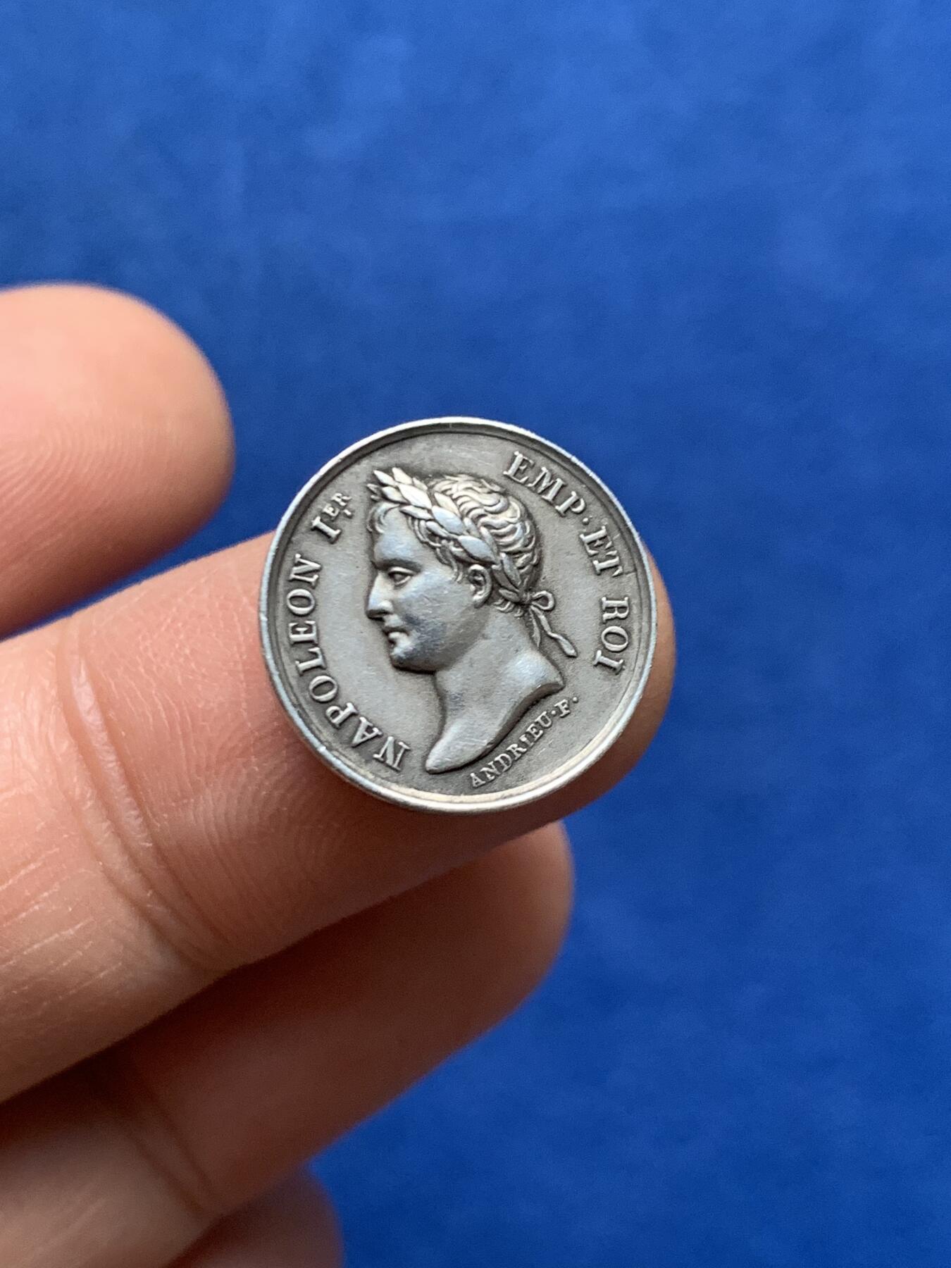 《竞宝斋》第447场 周日，周一，2场连拍 （全场包邮） 法国拿破仑一世婚礼小银章 3.25克 16.1mm 丰饶角银标