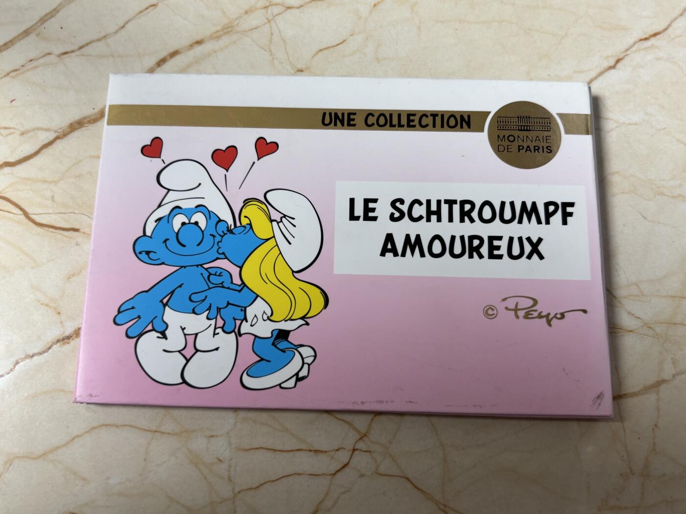 第186期拍卖 法国2020年童年的回忆蓝精灵50欧元系列爱情银币，900银，41克，发行20000枚