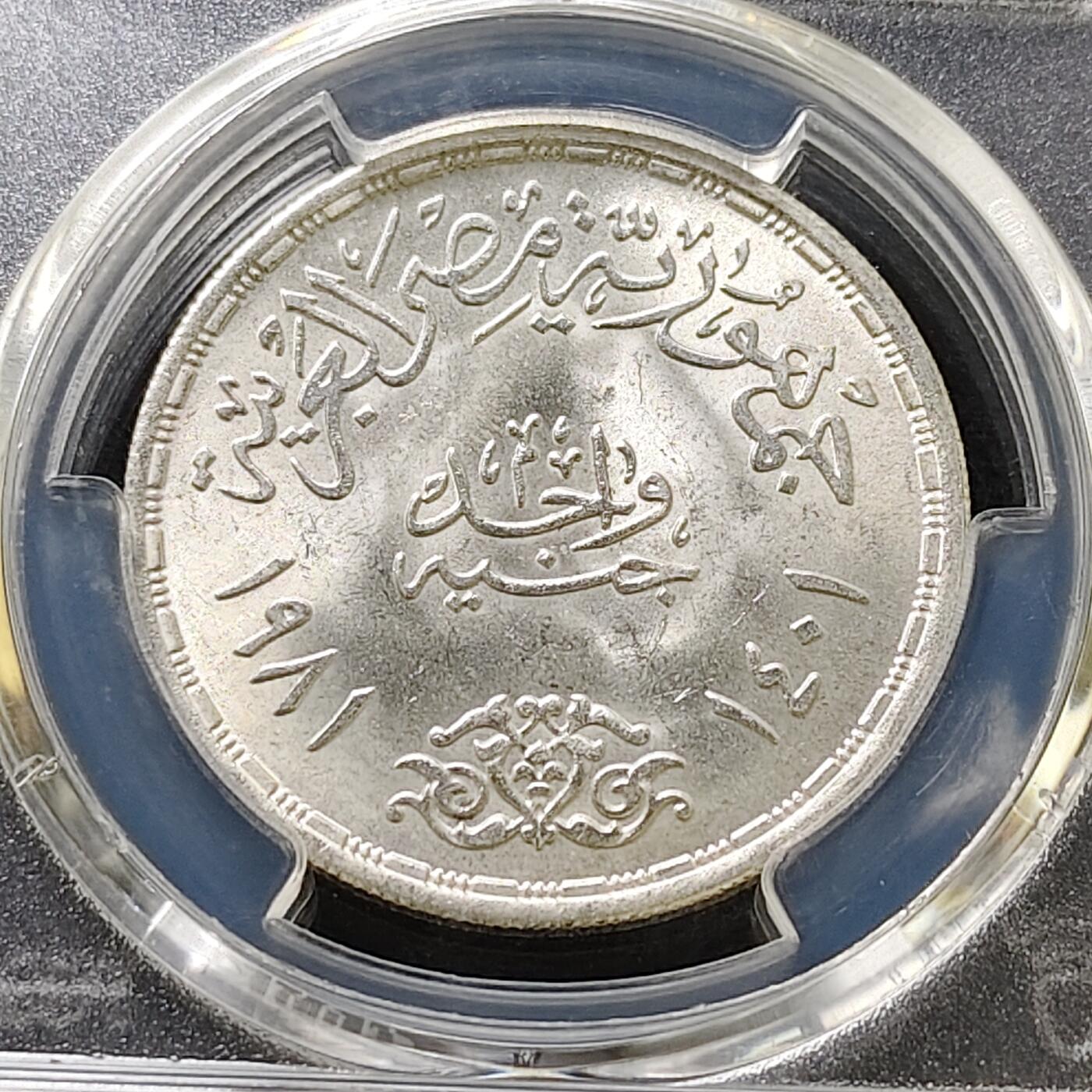 【全场包邮】纯粹捡漏拍487场（免费代拍第24场） 【收藏级·亚军分】埃及1981年1镑苏伊士运河重新开通三周年纪念银币-PCGS MS66（更高分6枚）