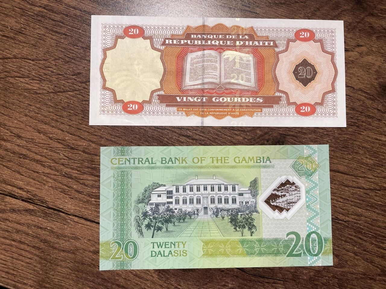 海地+冈比亚 纪念钞 UNC