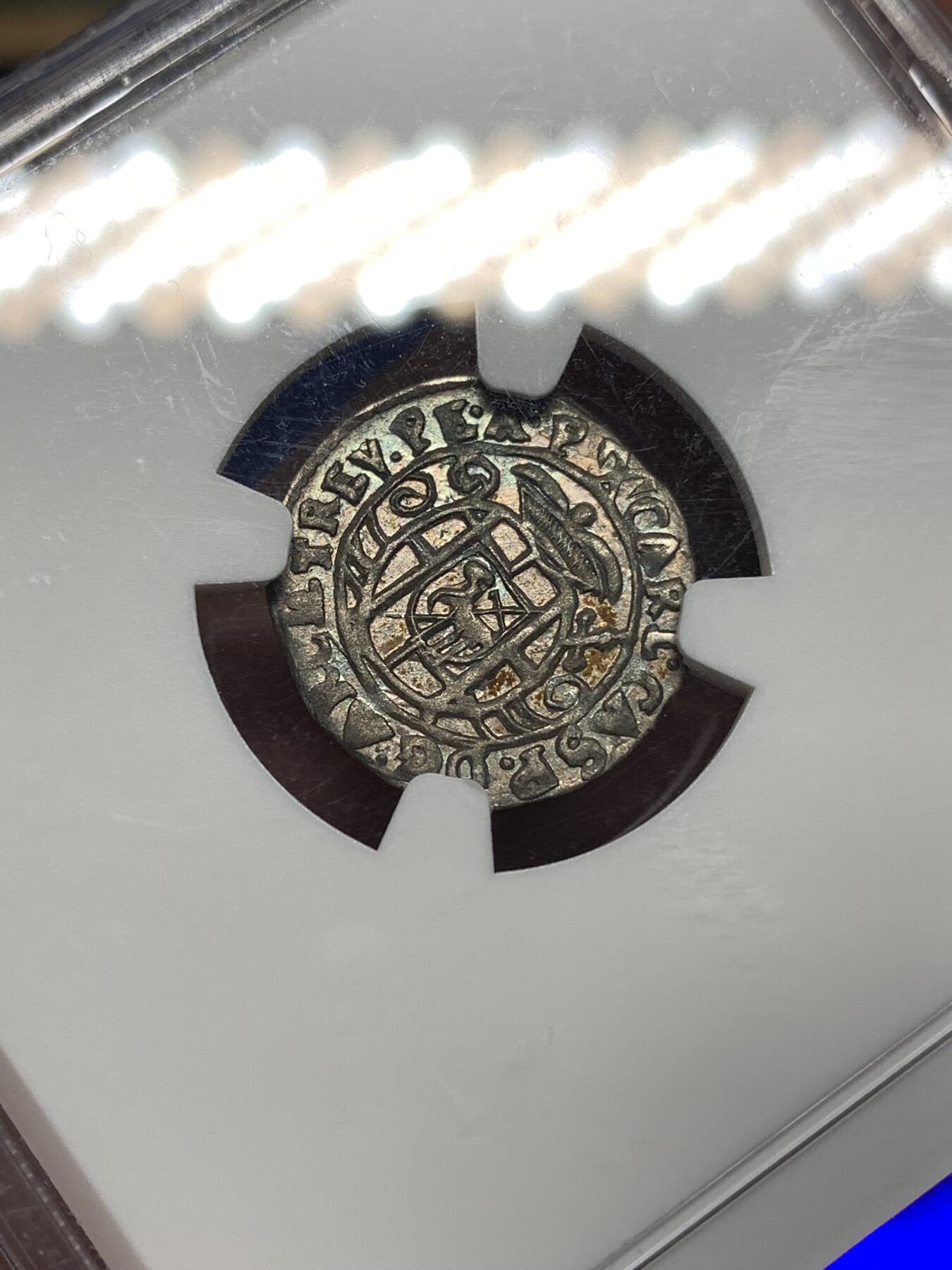 《竞宝斋》第447场 周日，周一，2场连拍 （全场包邮） NGC AU55 神圣罗马帝国 特里尔主教区 1672年 4芬尼 银币 打制精美 细节良好 稀少品种