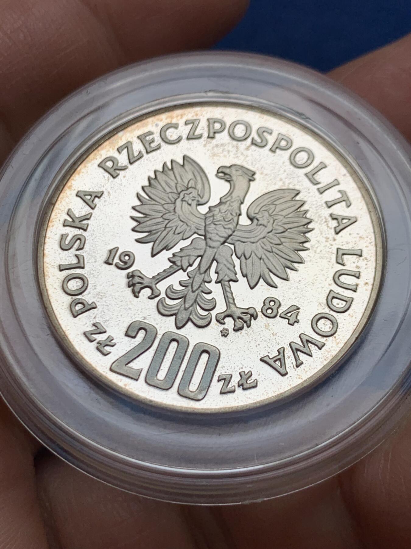 《竞宝斋》第447场 周日，周一，2场连拍 （全场包邮） 波兰1984年洛杉矶奥运会200兹罗提银币 750银 17.6克